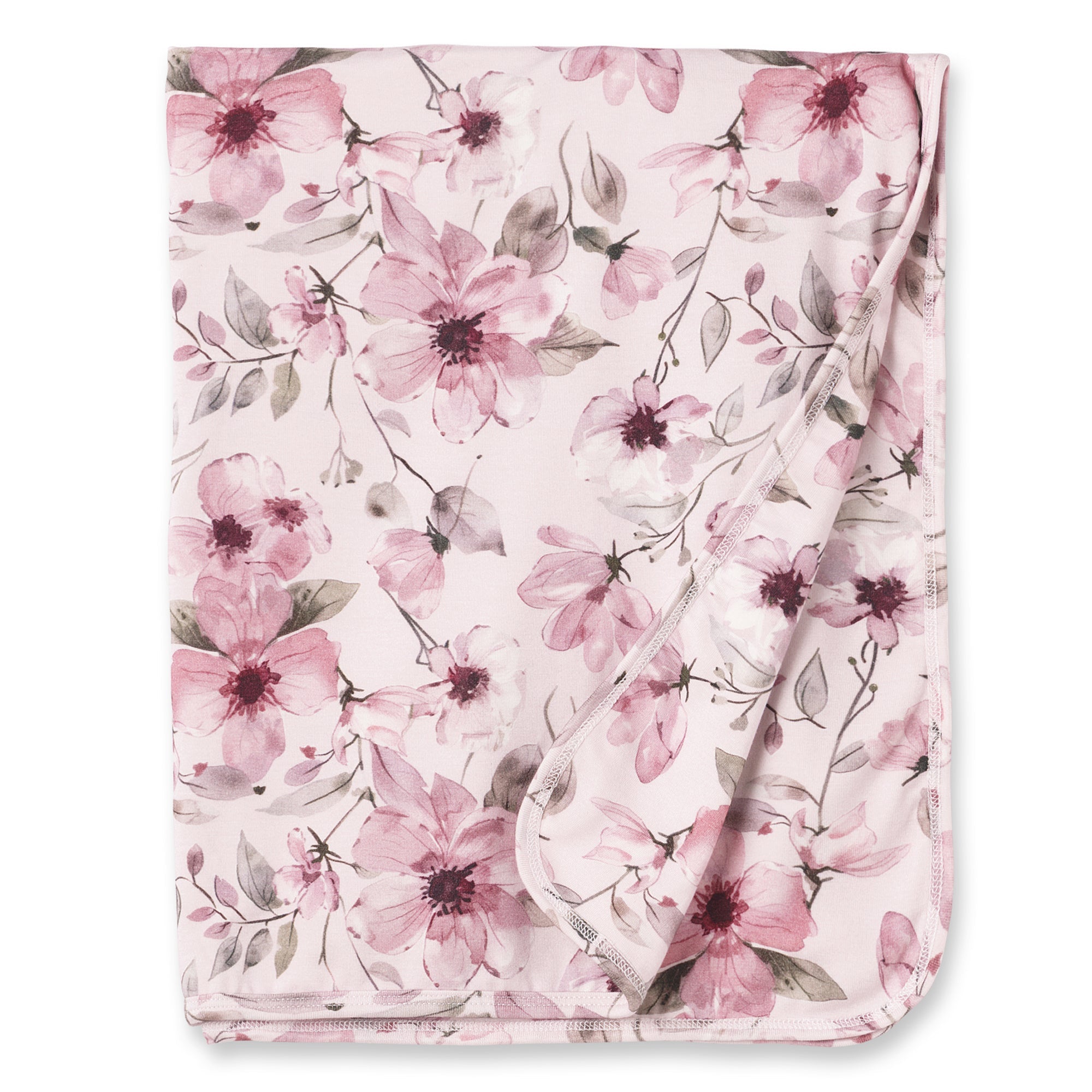 Watercolor Floral Baby Stroller Blanket - Bamboo