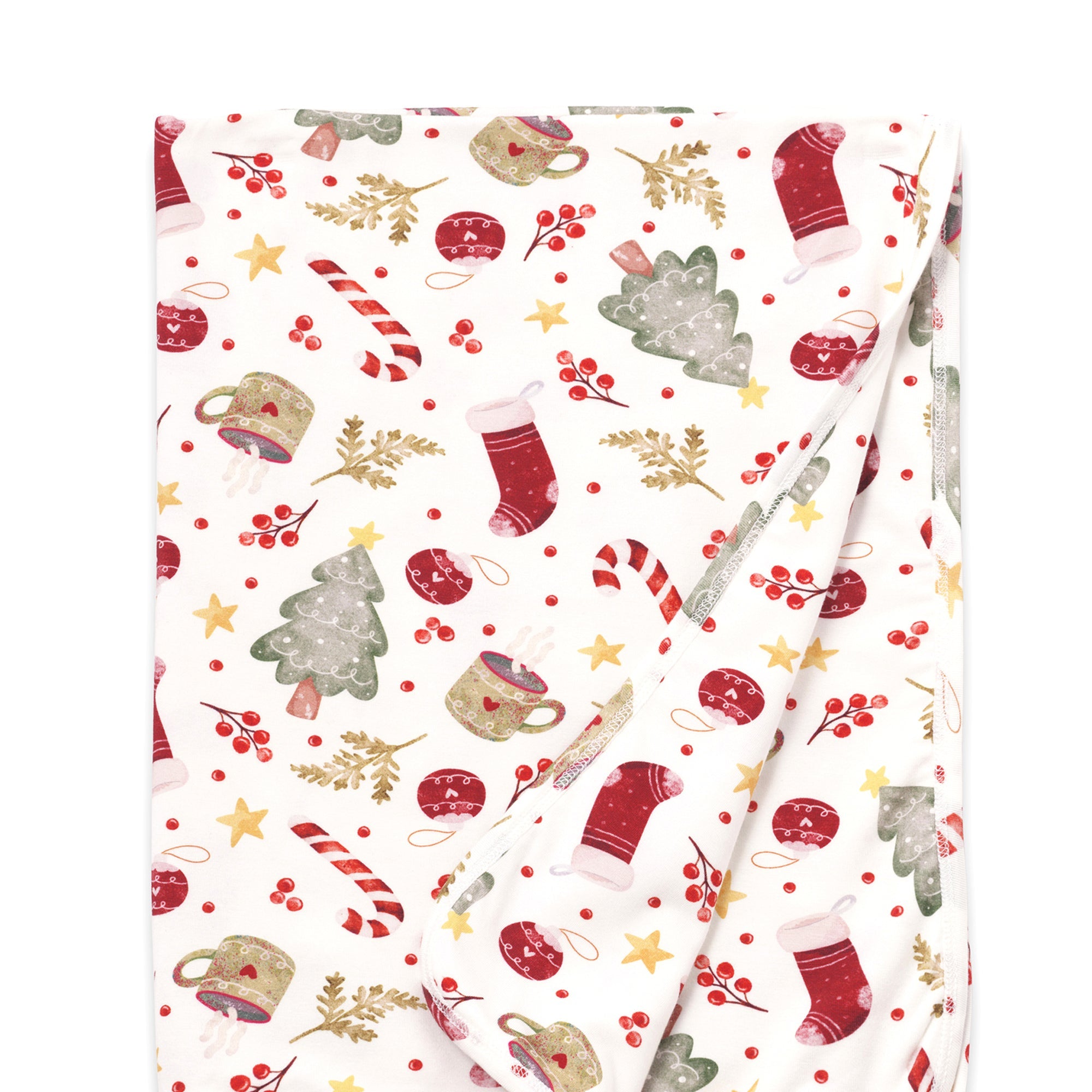 Holiday Baby Stroller Blanket – Soft Bamboo Christmas Wrap - Noel