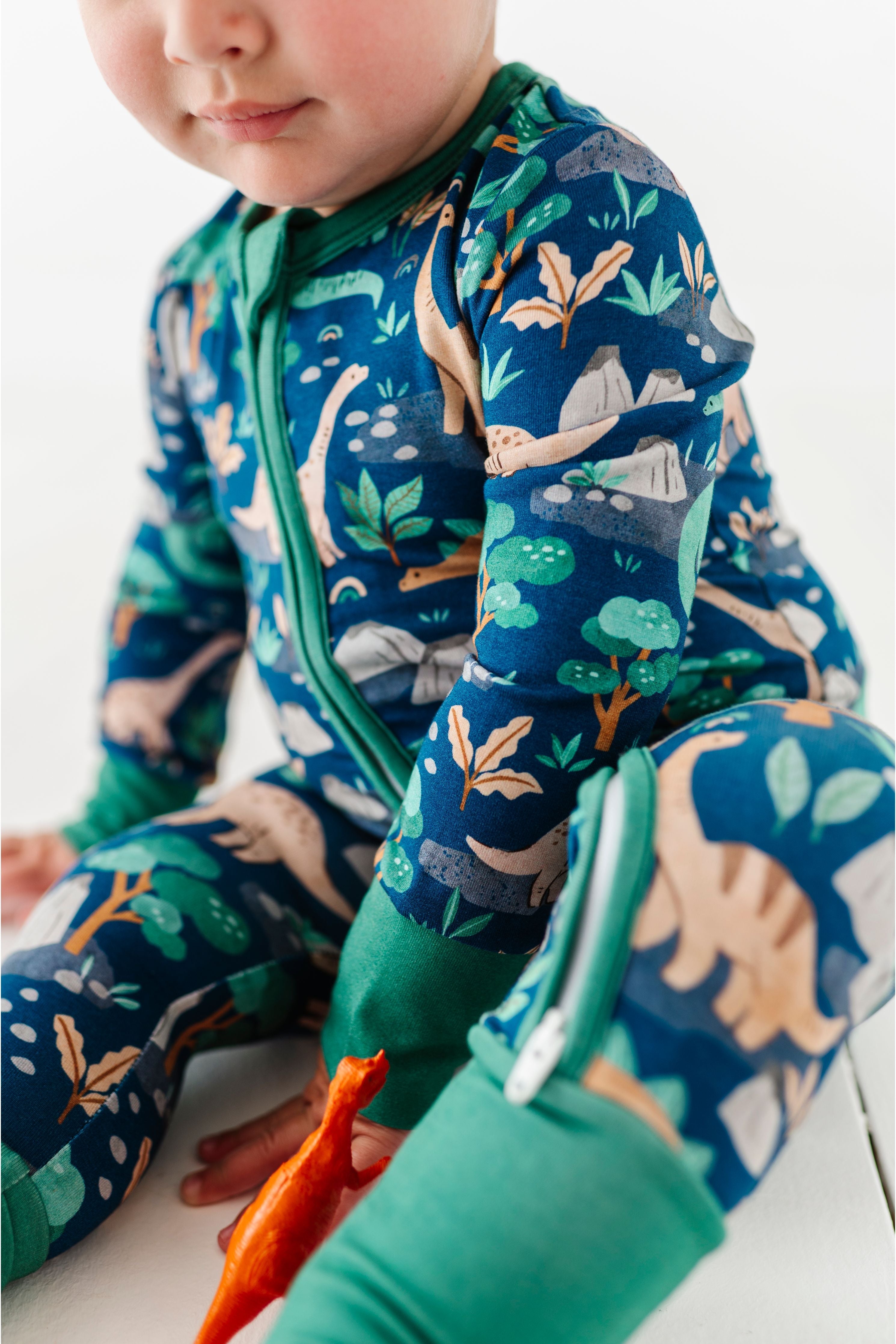 Bamboo One Piece Zip Pajama - Arlo Dino