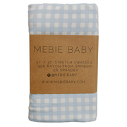 Blue Gingham Bamboo Stretch Swaddle