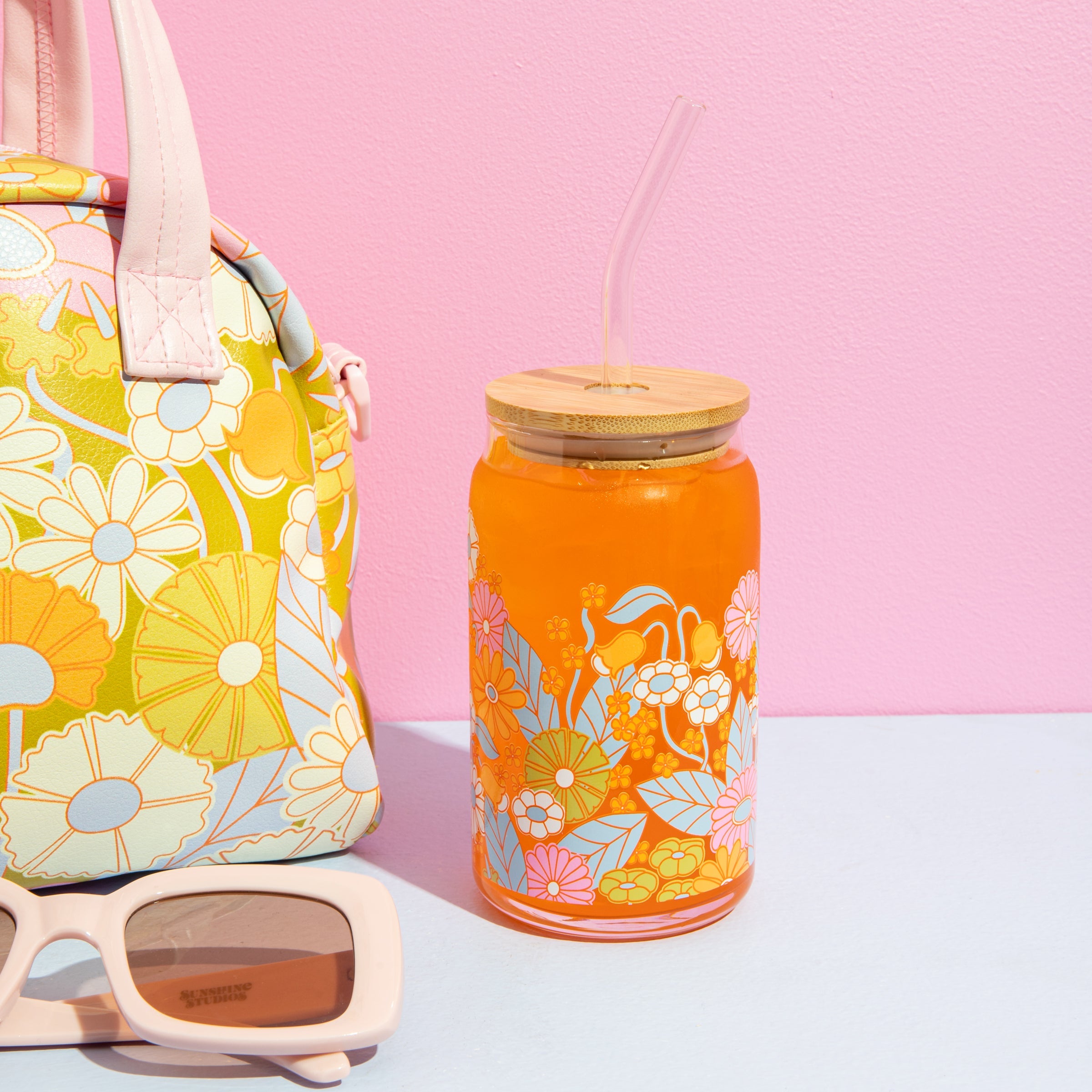 Can Glass W/ Lid + Straw