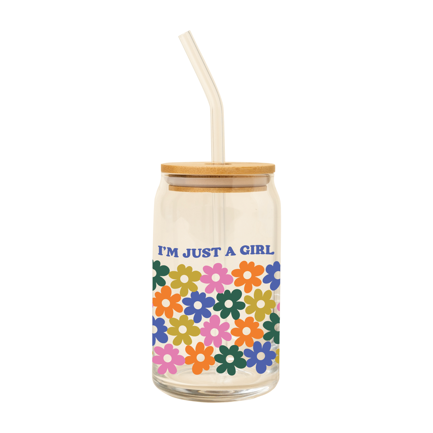 Can Glass W/ Lid + Straw