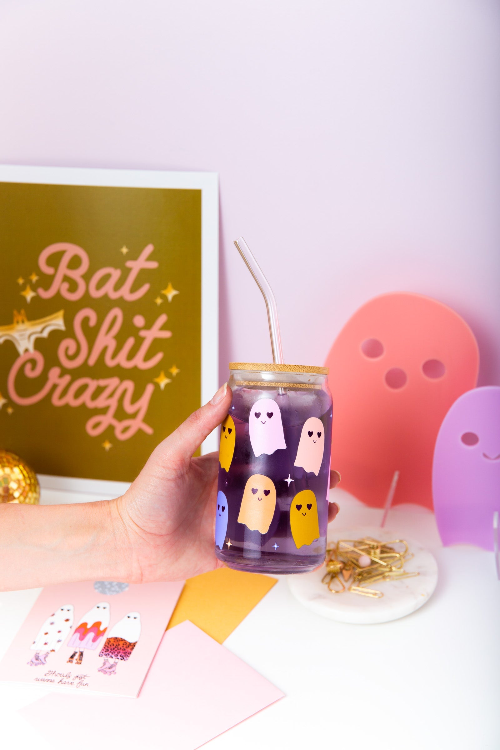 Halloween Can Glass W/lid