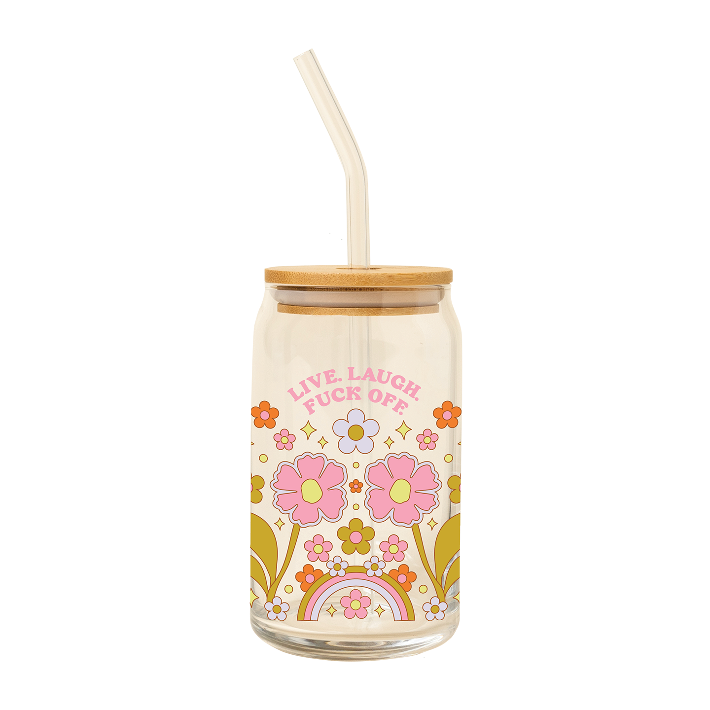 Can Glass W/ Lid + Straw