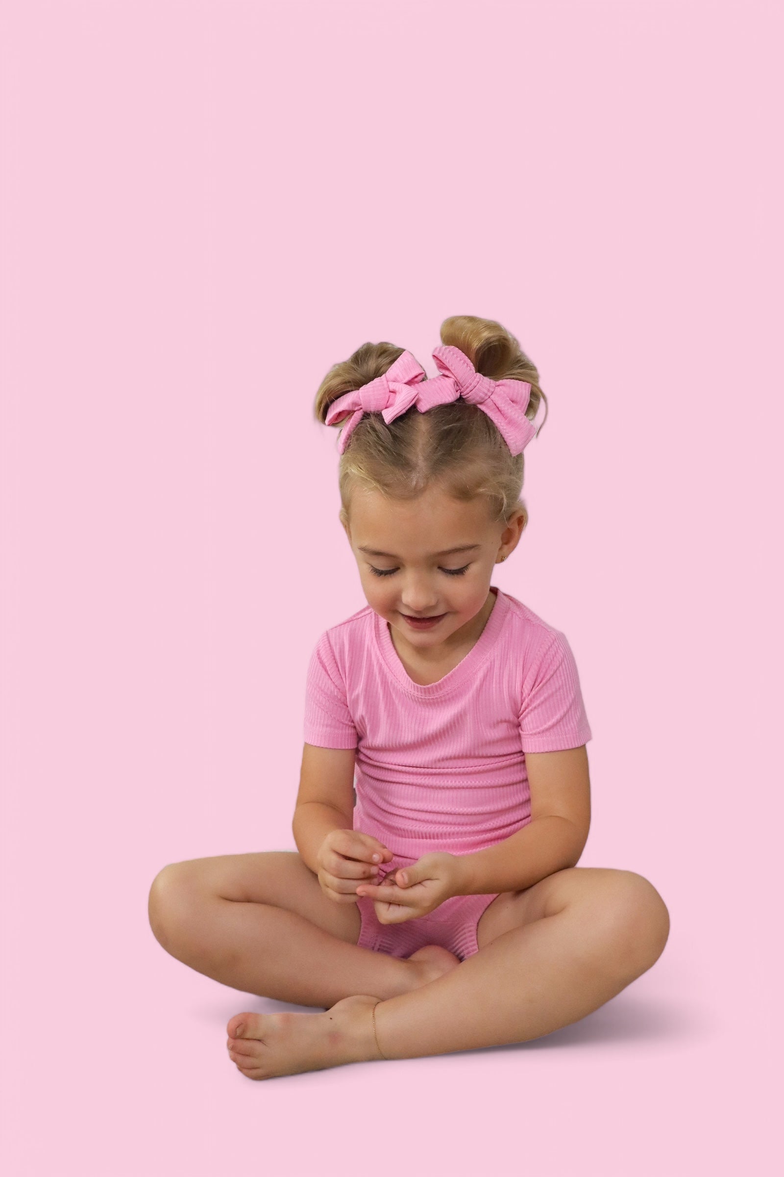 Bella Pink Rib Dream Bow Hair Clips