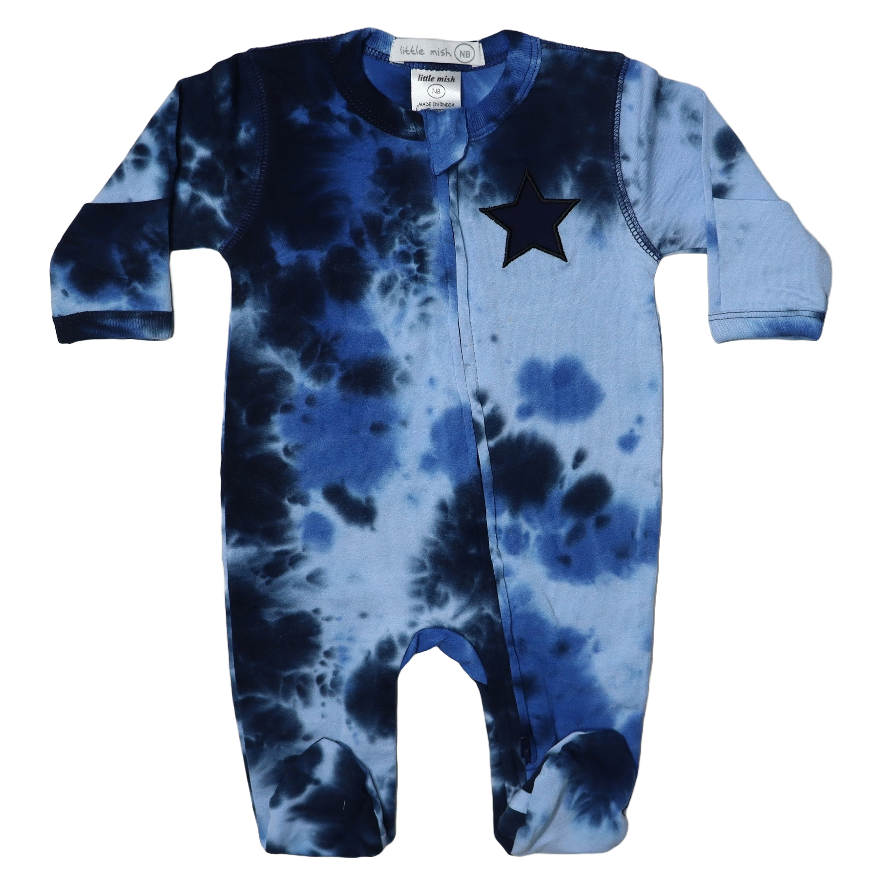 Baby Zipper Footie - Tie Dye Star