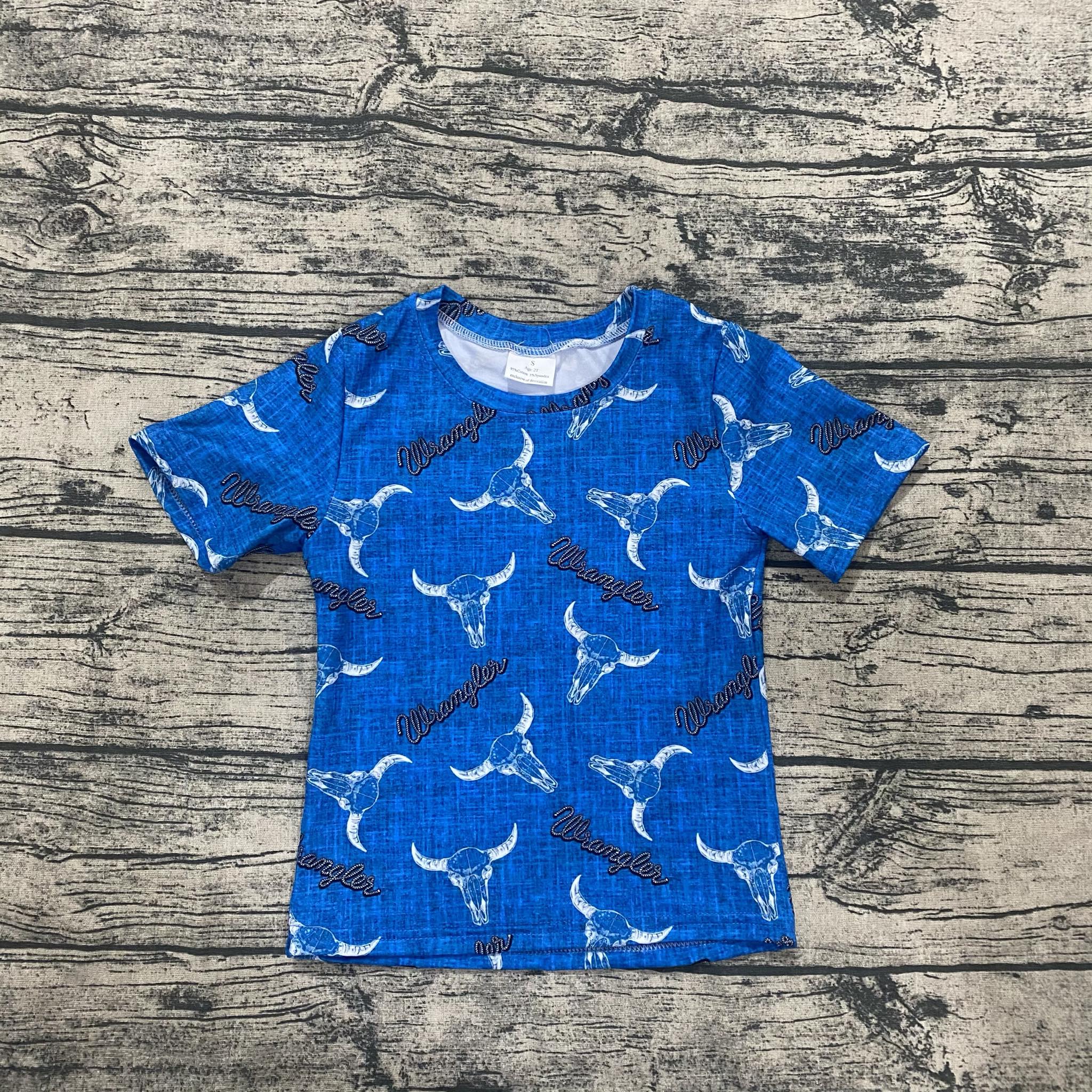 Blue Western Short Sleeve T Shirt