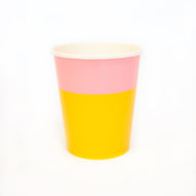 Yellow And Light Pink Color Block Cup