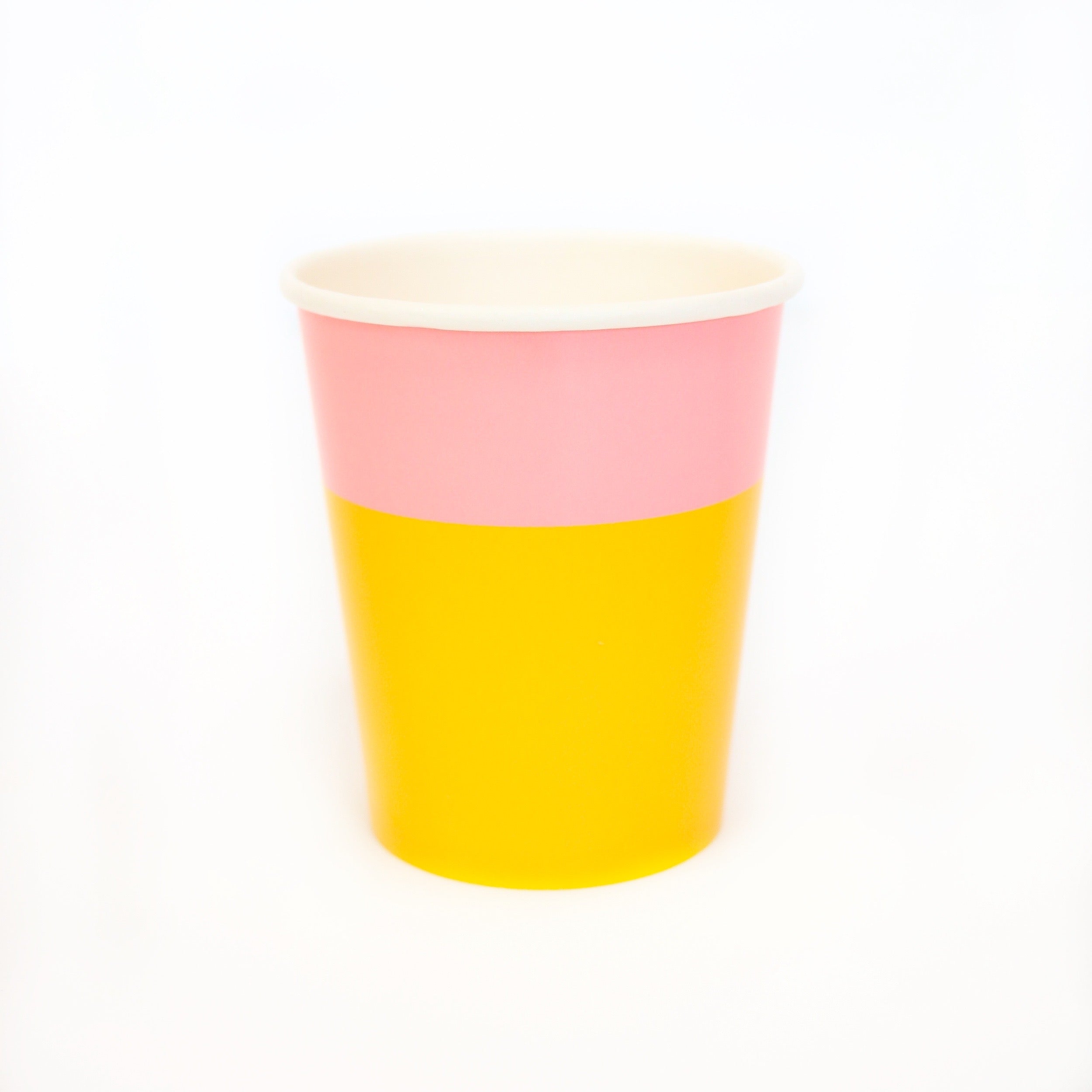 Yellow And Light Pink Color Block Cup