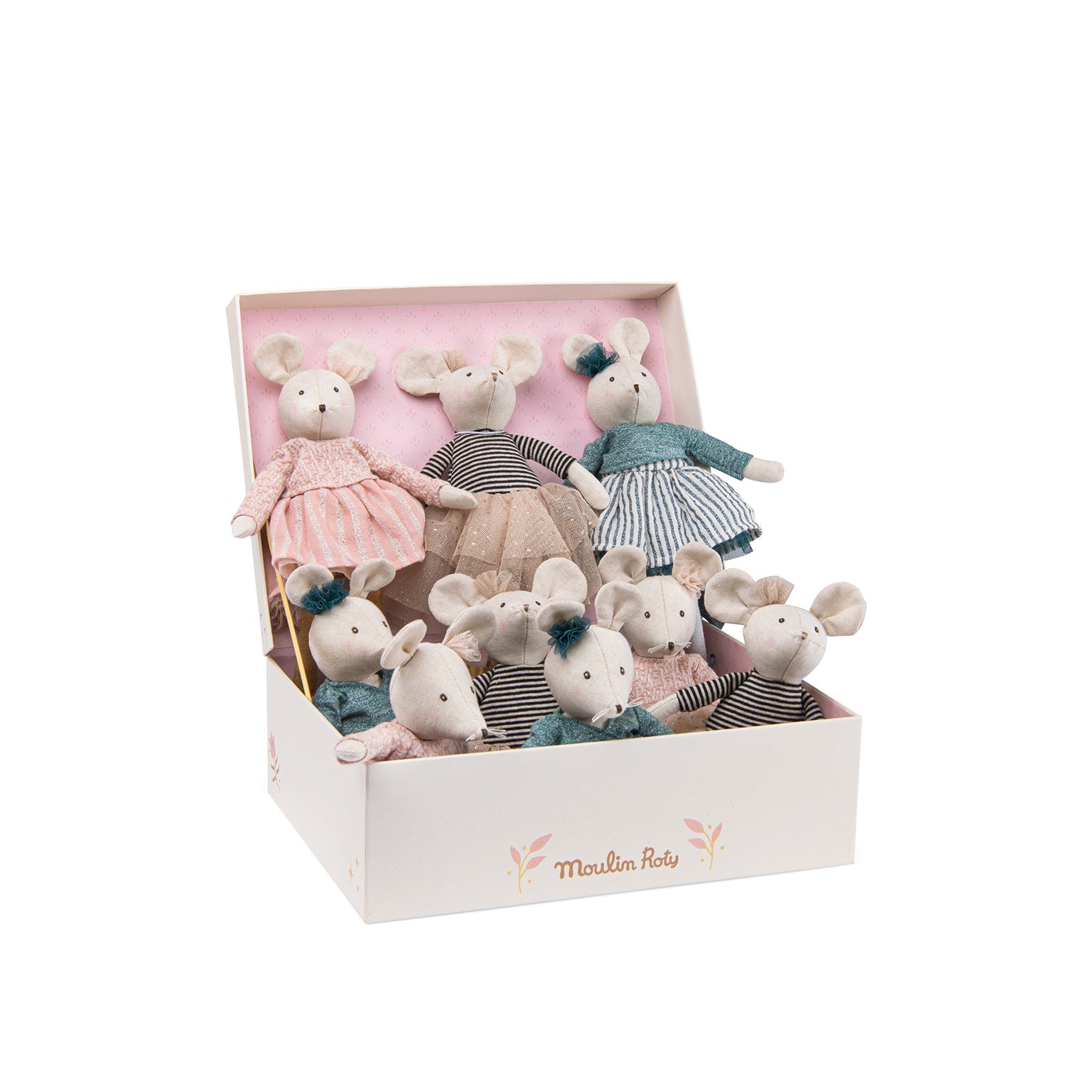 Display Of 9 Asstd Small Mice - The Little School Of Dance - Doll - Moulin Roty