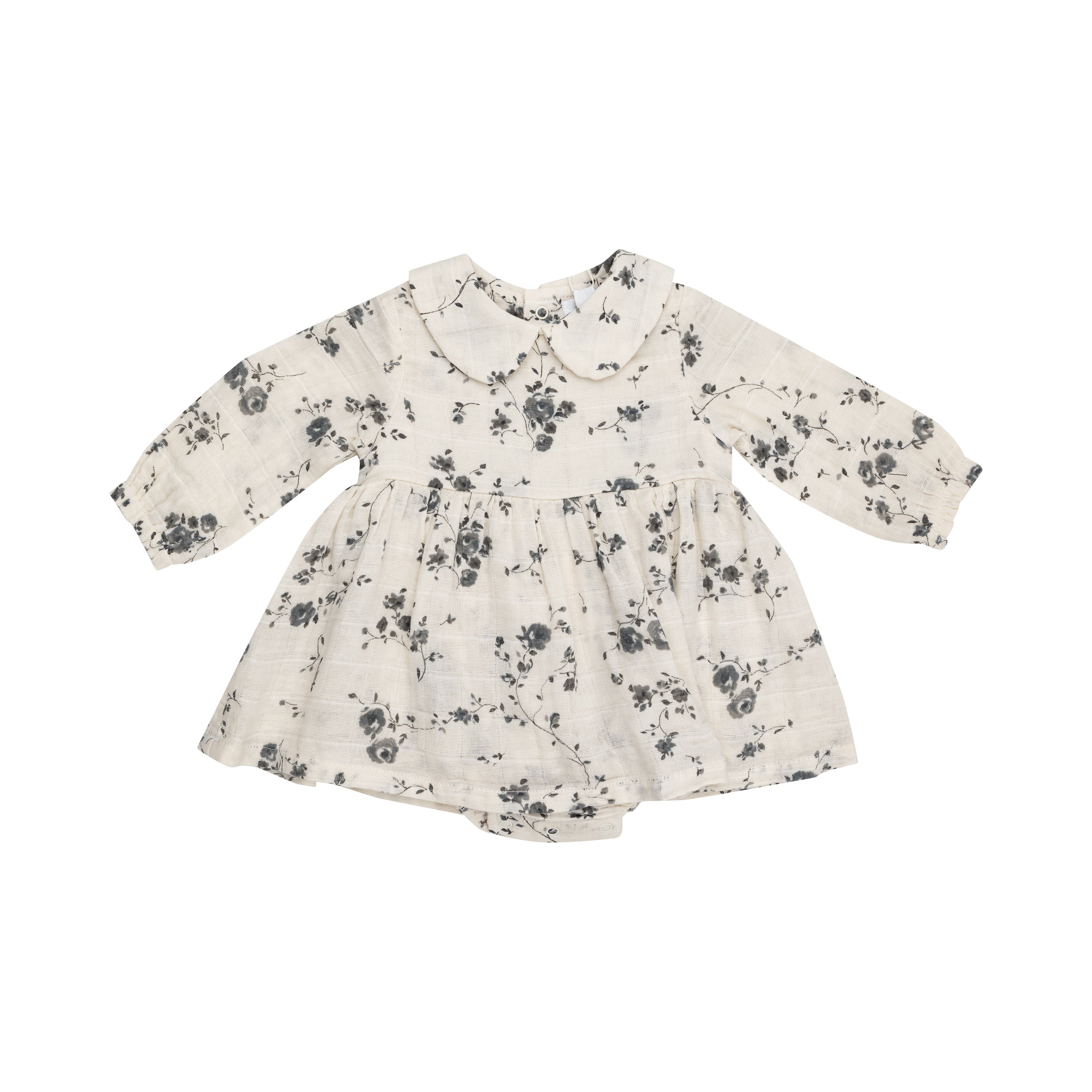 L/s Peter Pan Collar Bubble W/ Skirt - Climbing Roses