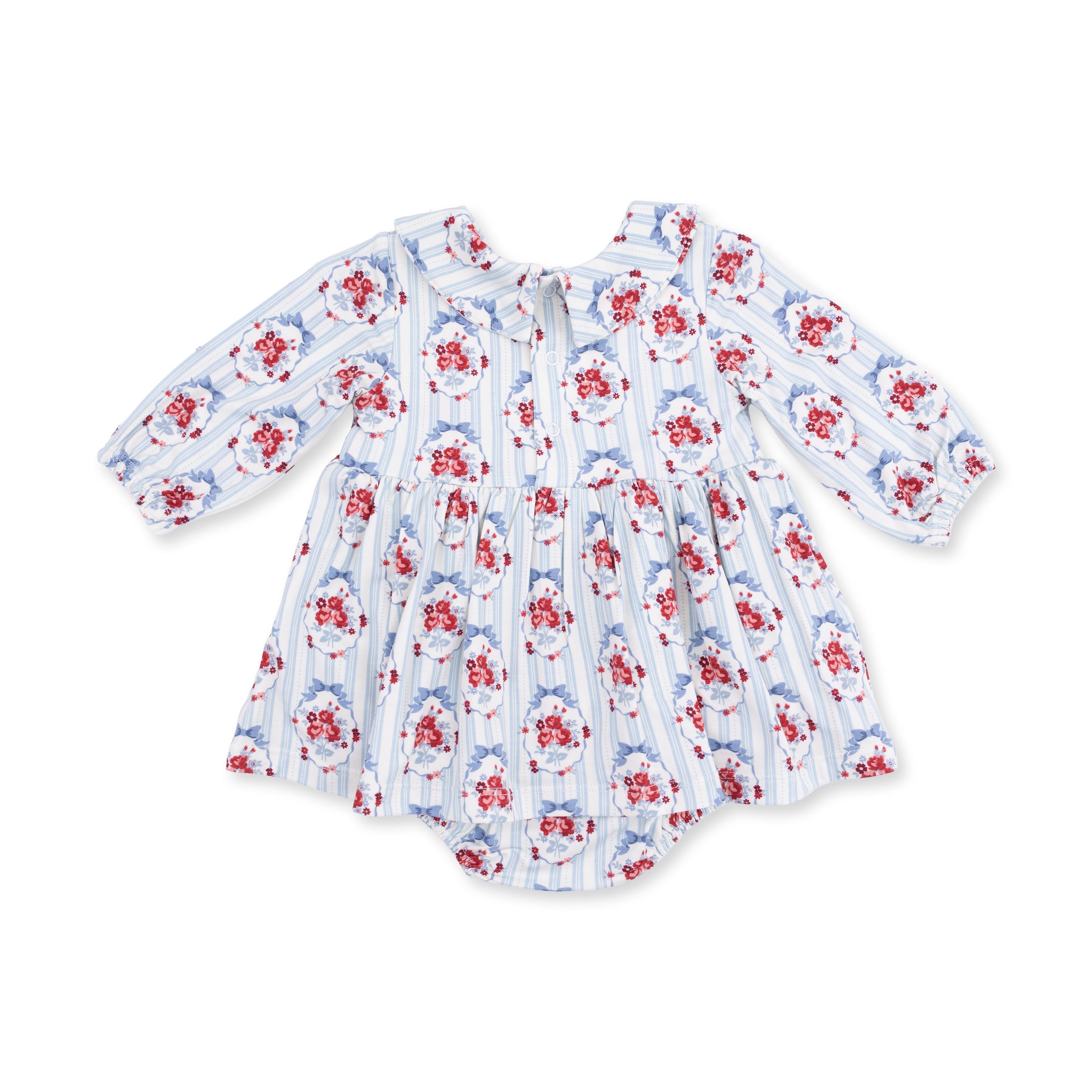 Beverly Cameo Stripe - Long Sleeve Bubble With Peter Pan Collar And Skirt