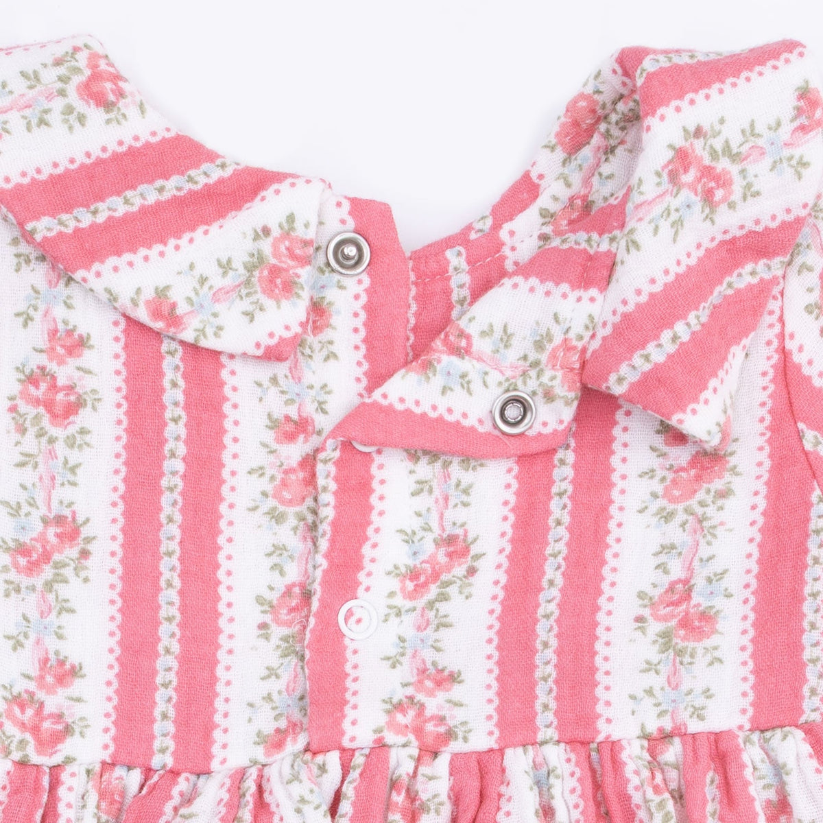 Suzie Floral Stripe - Long Sleeve Bubble With Peter Pan Collar And Skirt