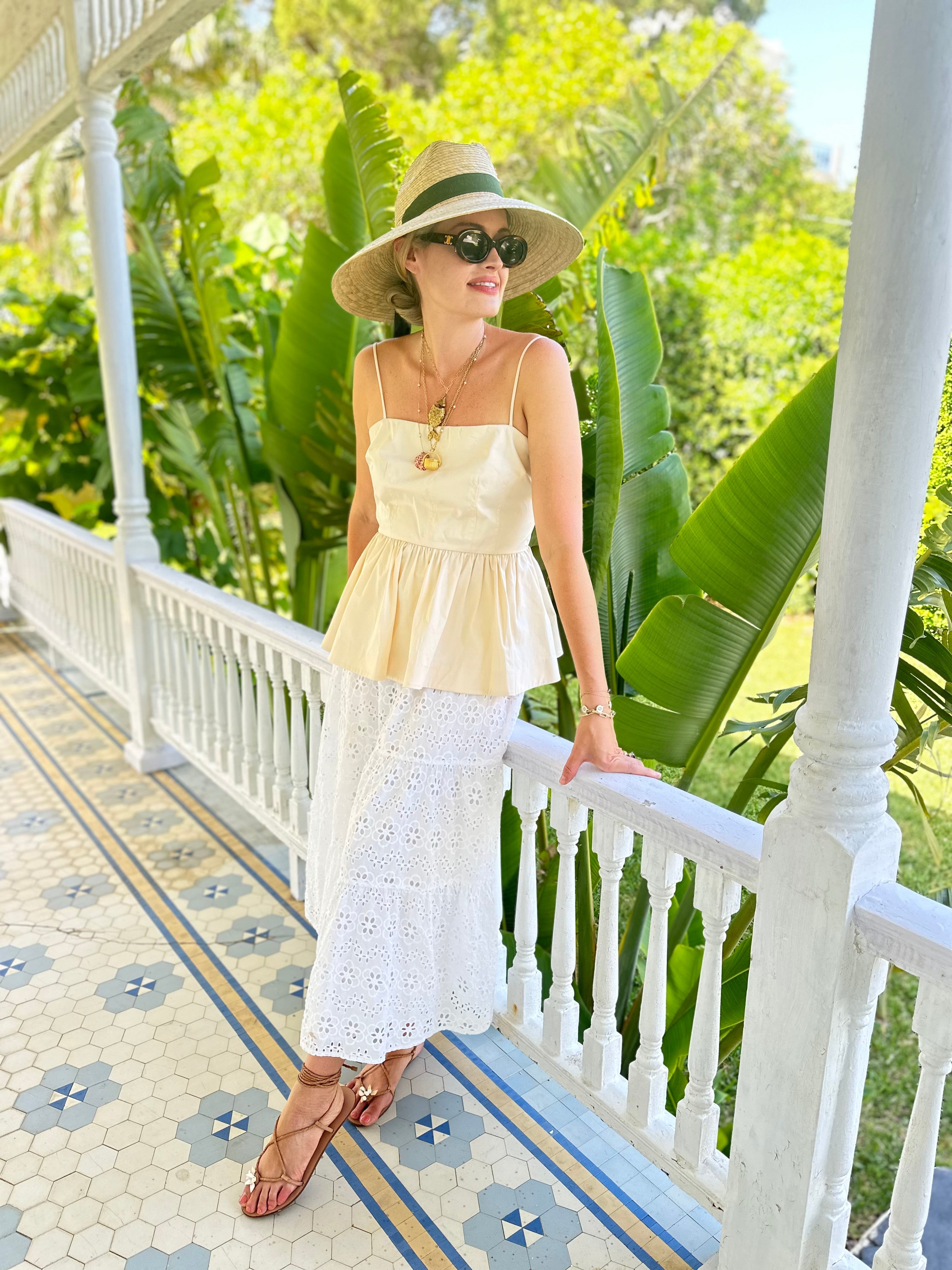 Hollyhock Sun Hat - Wide & Short Rust/burnt Orange Grosgrain Ribbon