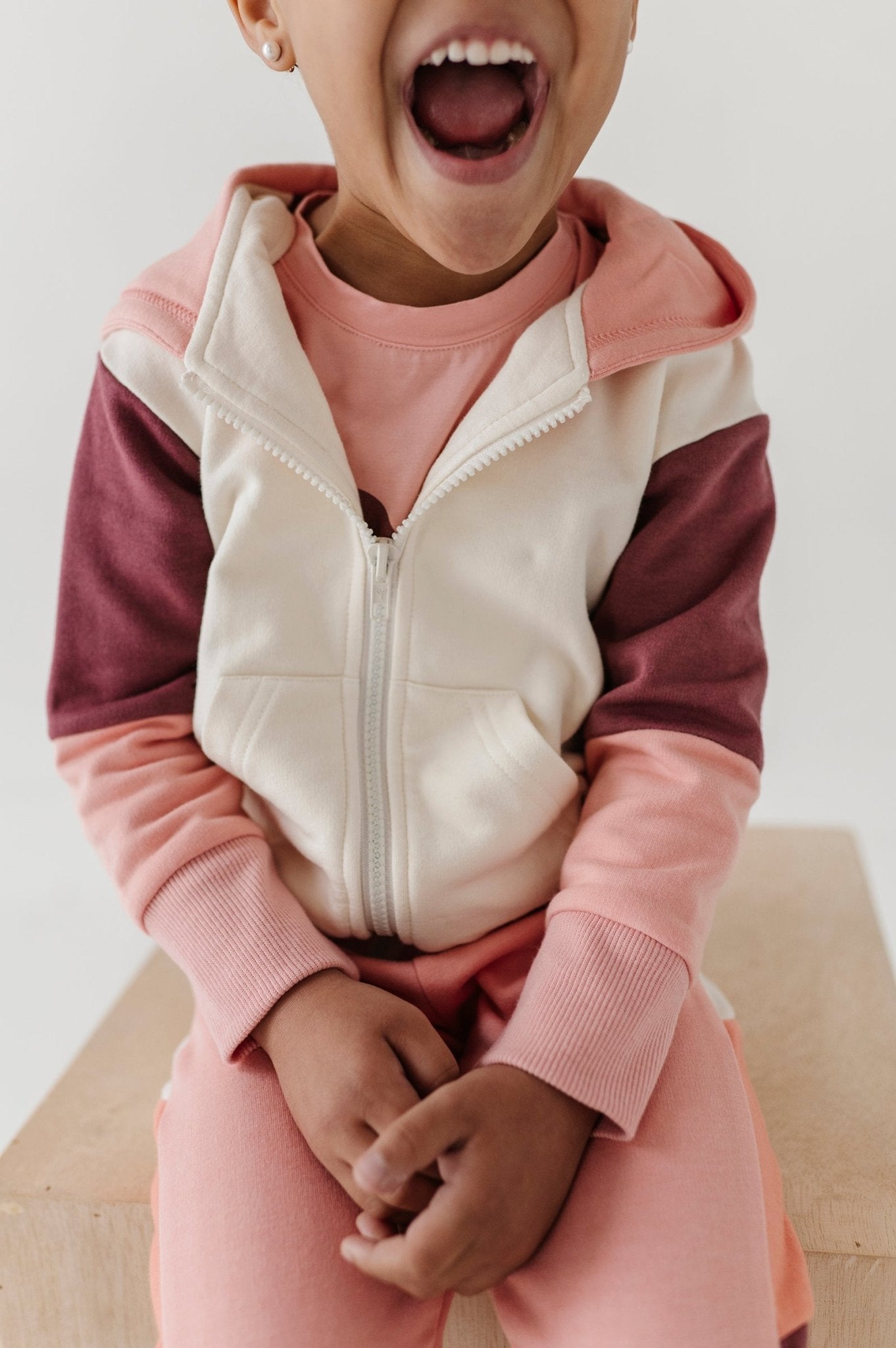Girls Long Sleeve Track Set In Mellow Rose