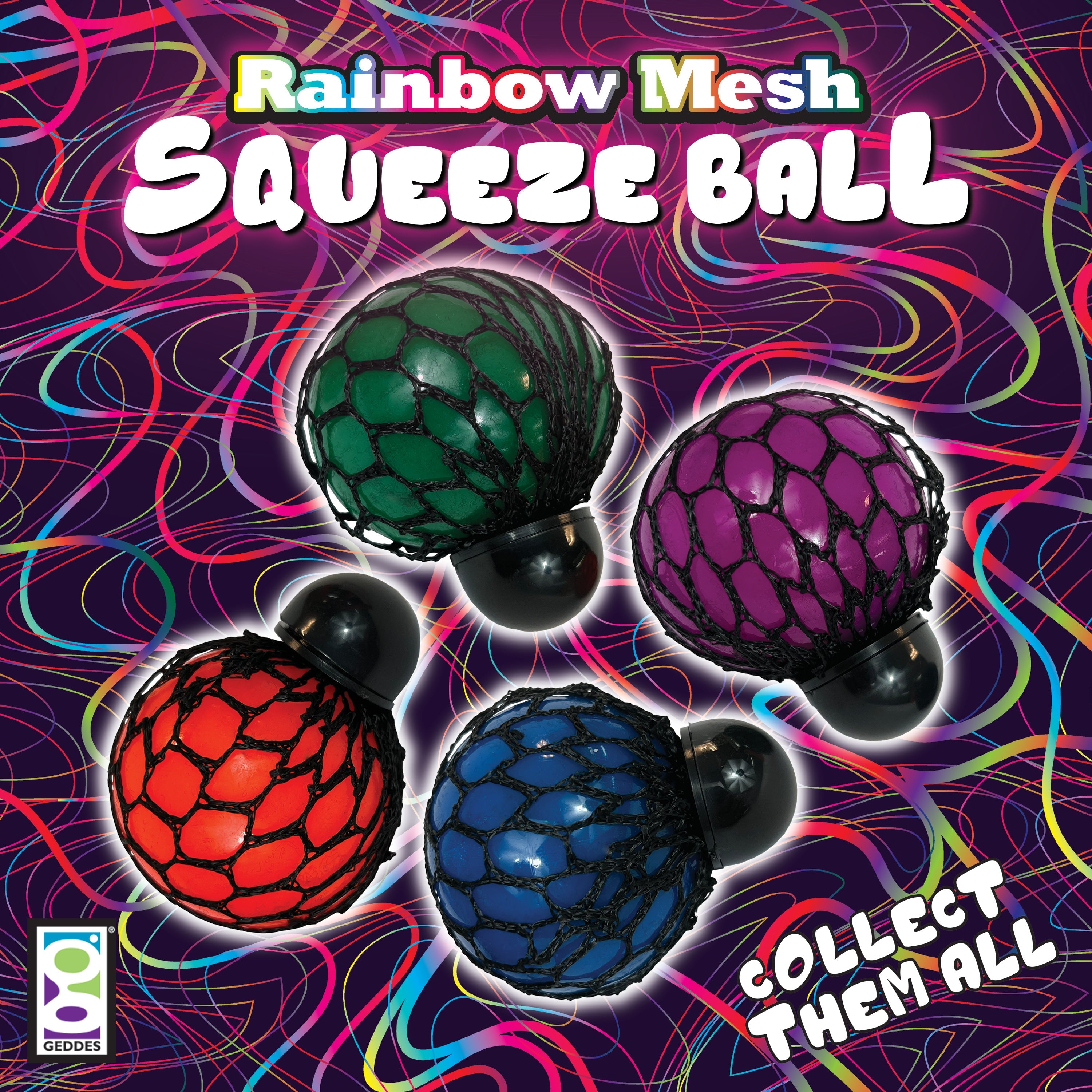 Rainbow Mesh Squeeze Balls - 24 Per Display