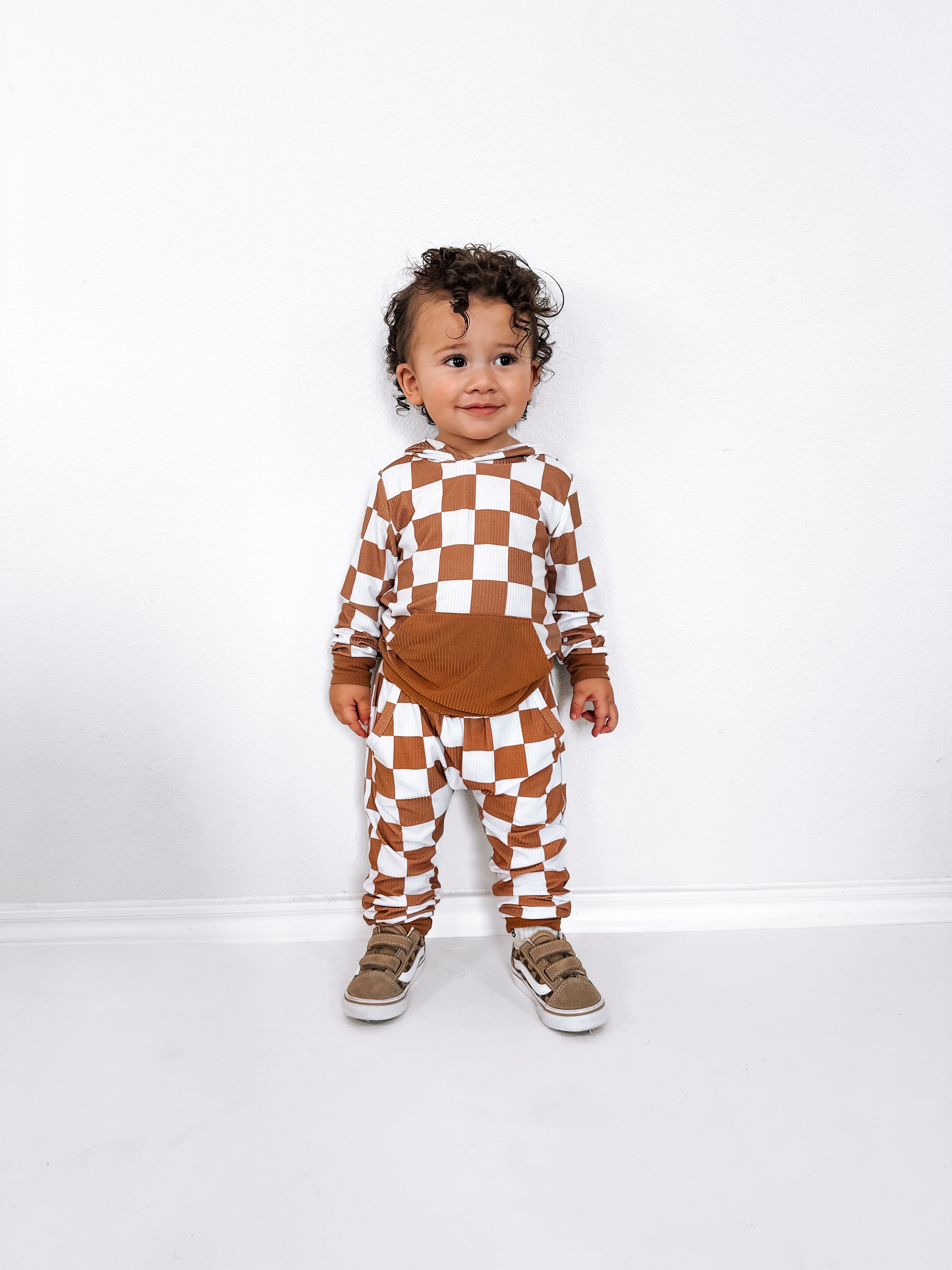 Camel Check Ribbed Jogger Set