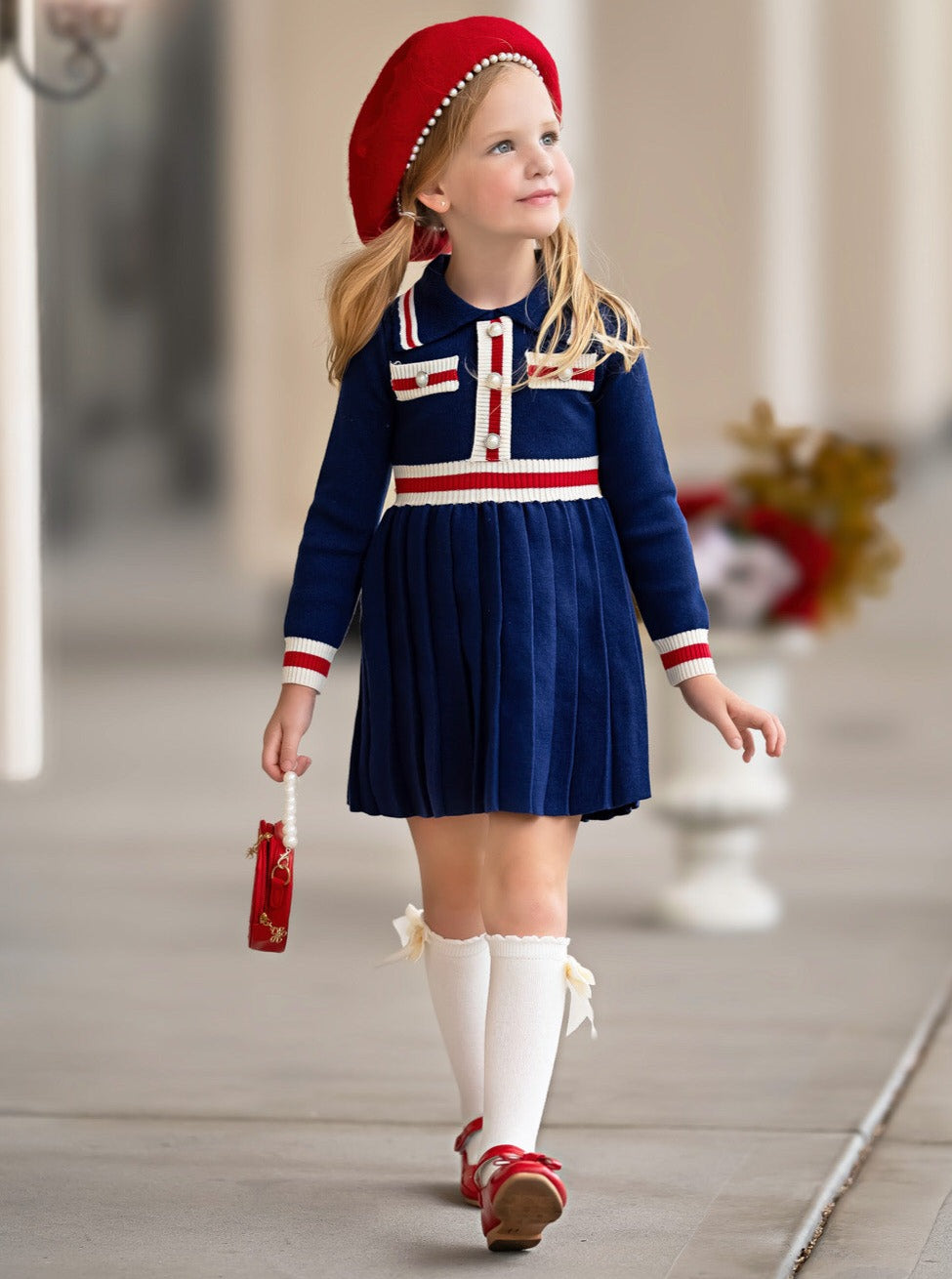 Ready And Preppy Knit Sweater Dress