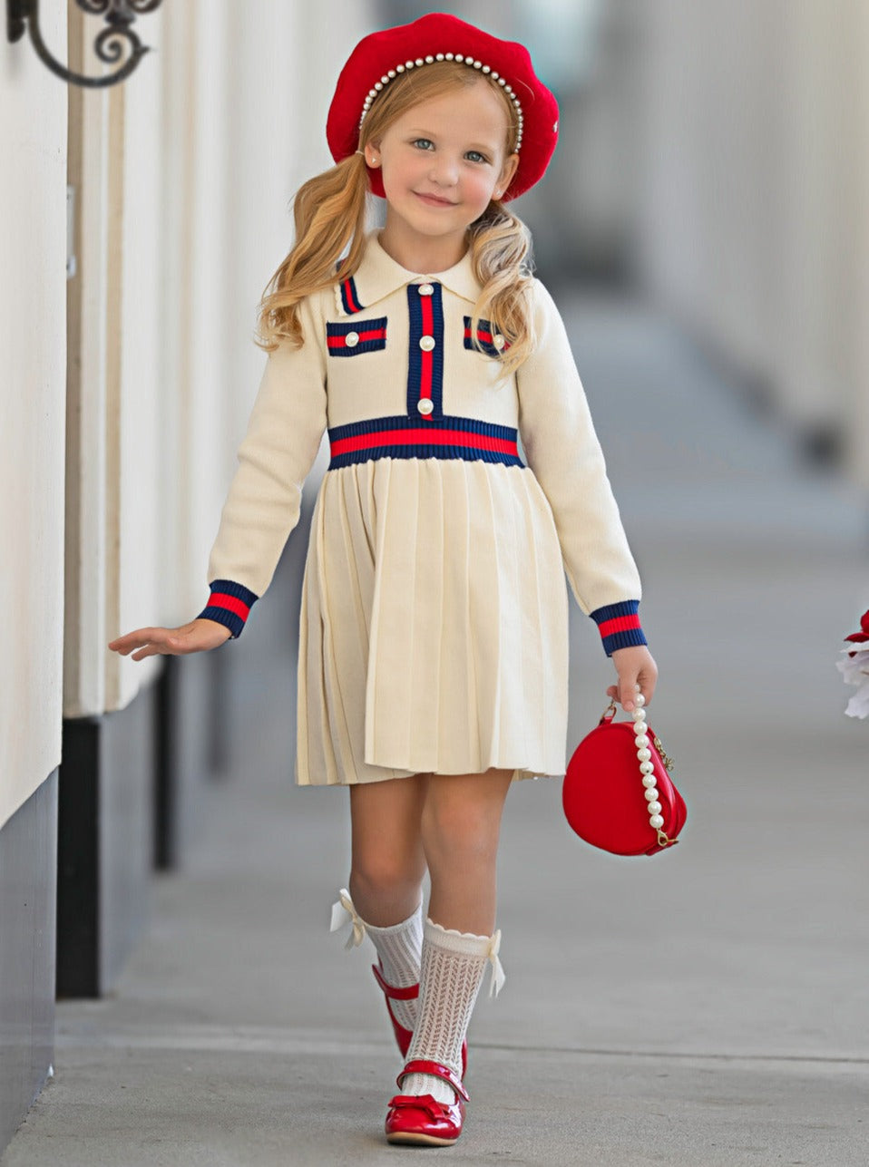 Ready And Preppy Knit Sweater Dress