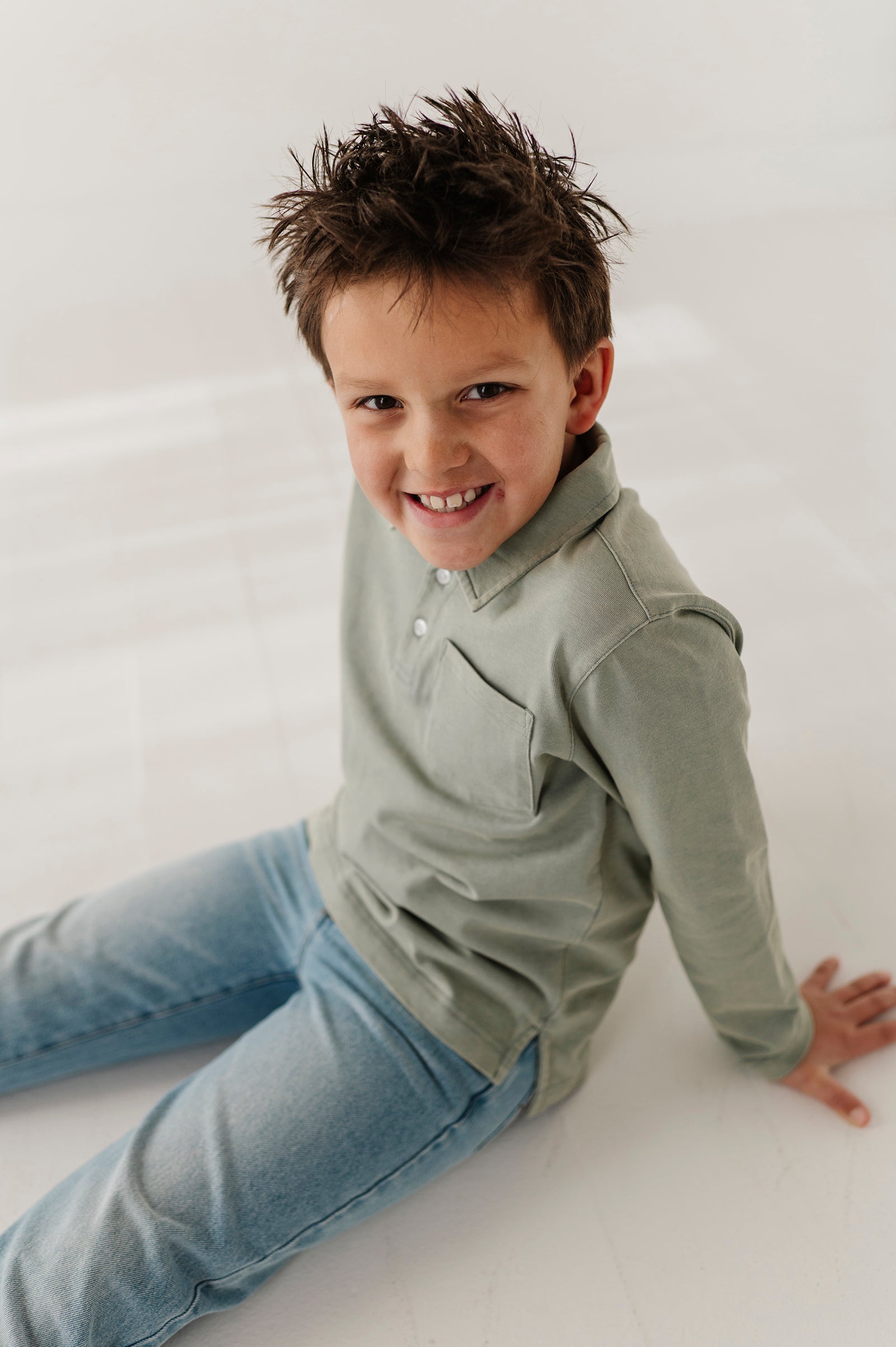 Boys Straight Denim Jeans In Light Blue Wash