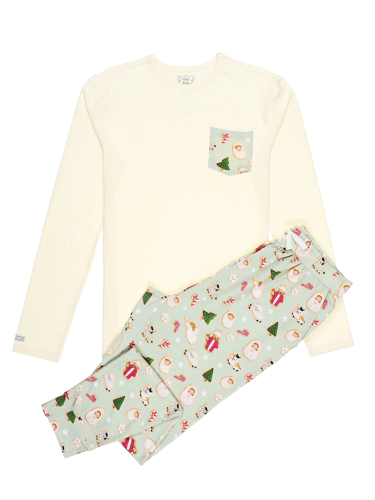 Gingerbread Jesus Pj Mens Long Sleeve Jogger Set Cotton
