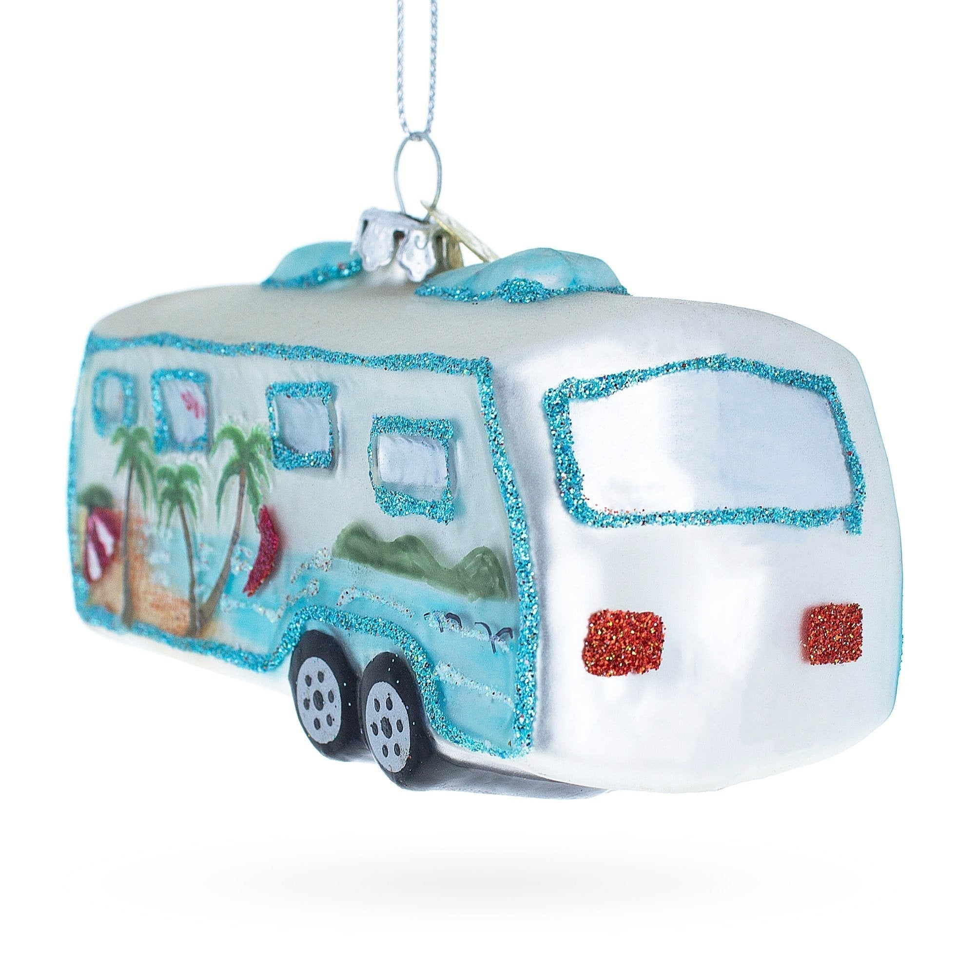 Vintage-inspired Camper Trailer - Blown Glass Christmas Ornament