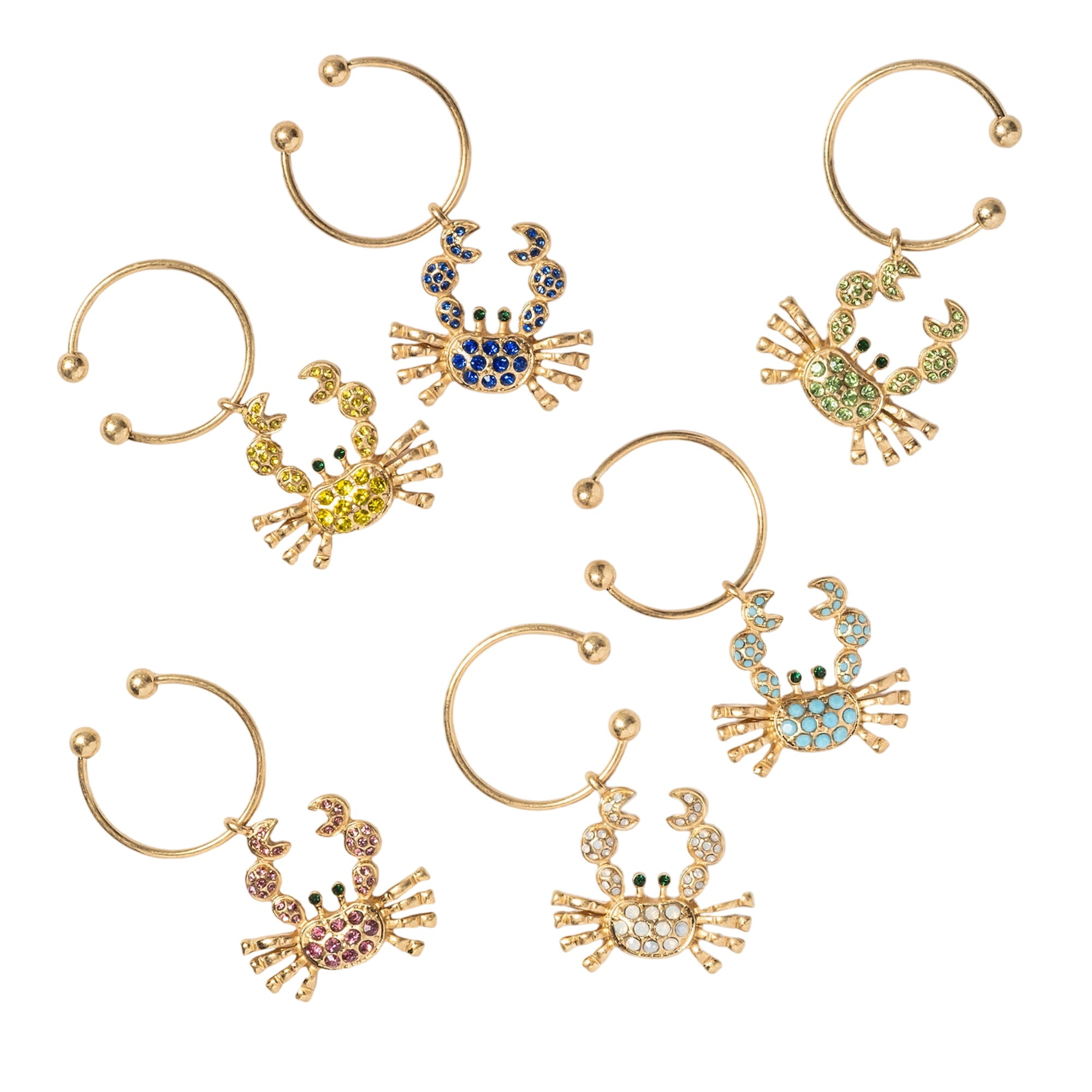 Crab Wine Charms, Rainbow