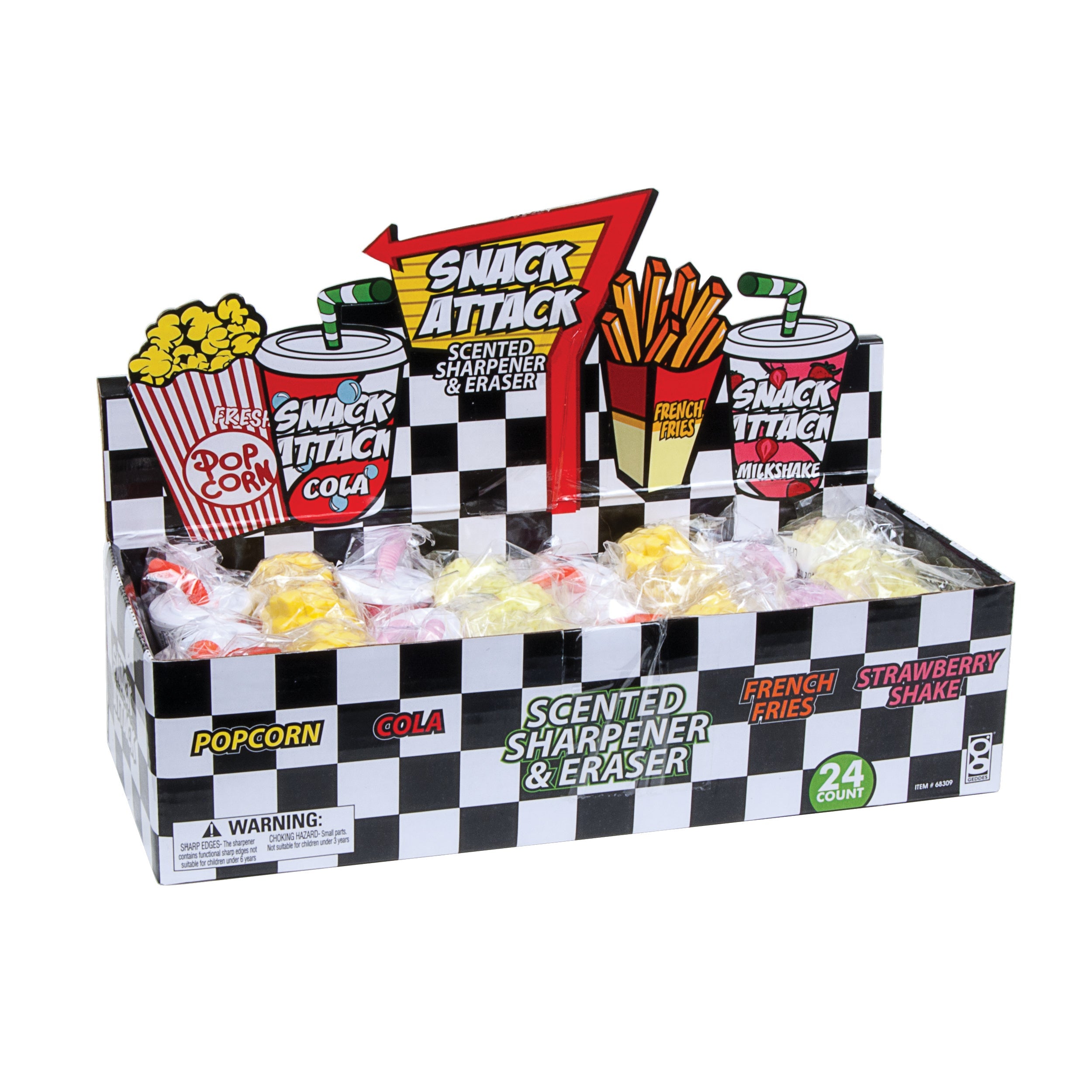 Snack Attack Scented Pencil Sharpener And Eraser