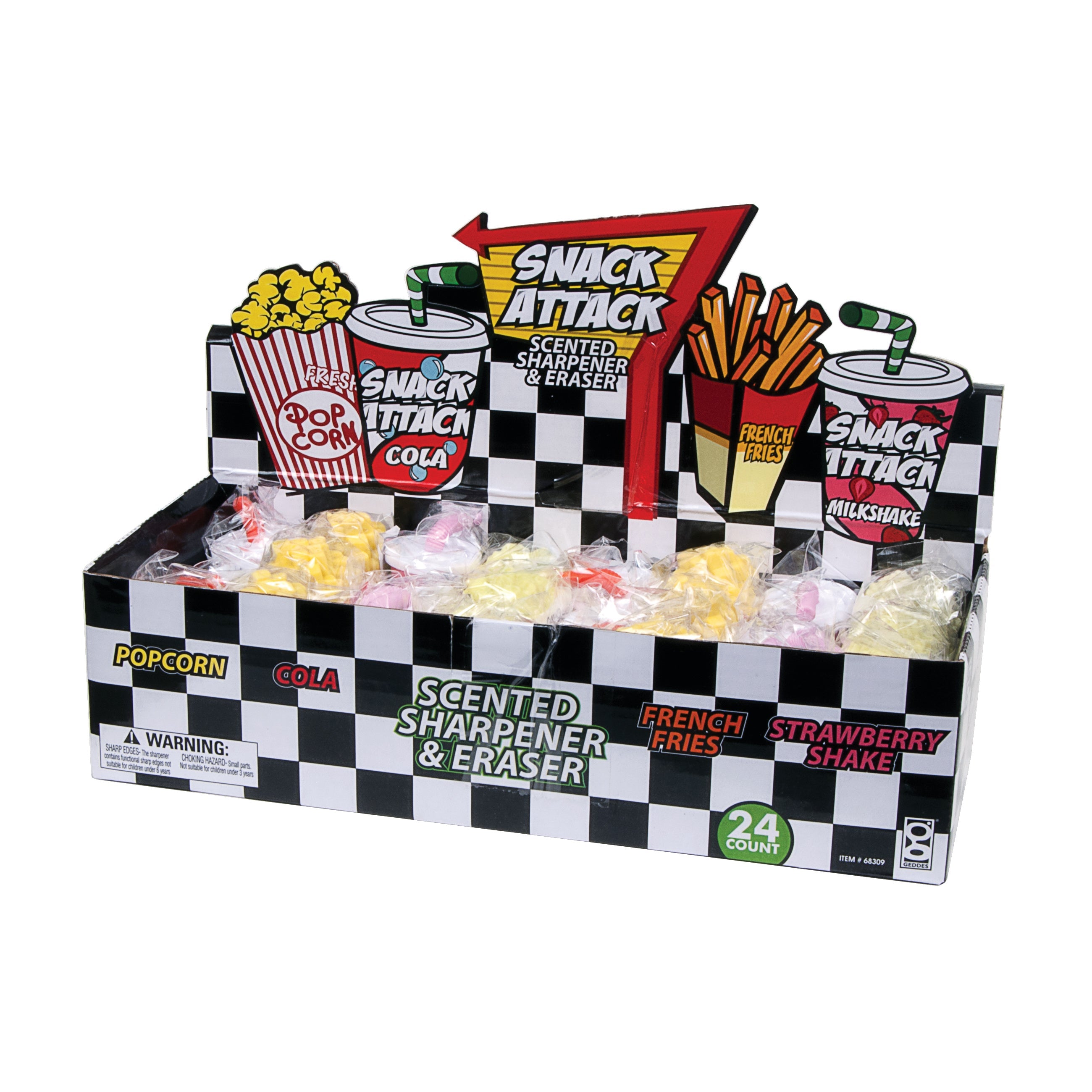 Snack Attack Scented Pencil Sharpener And Eraser