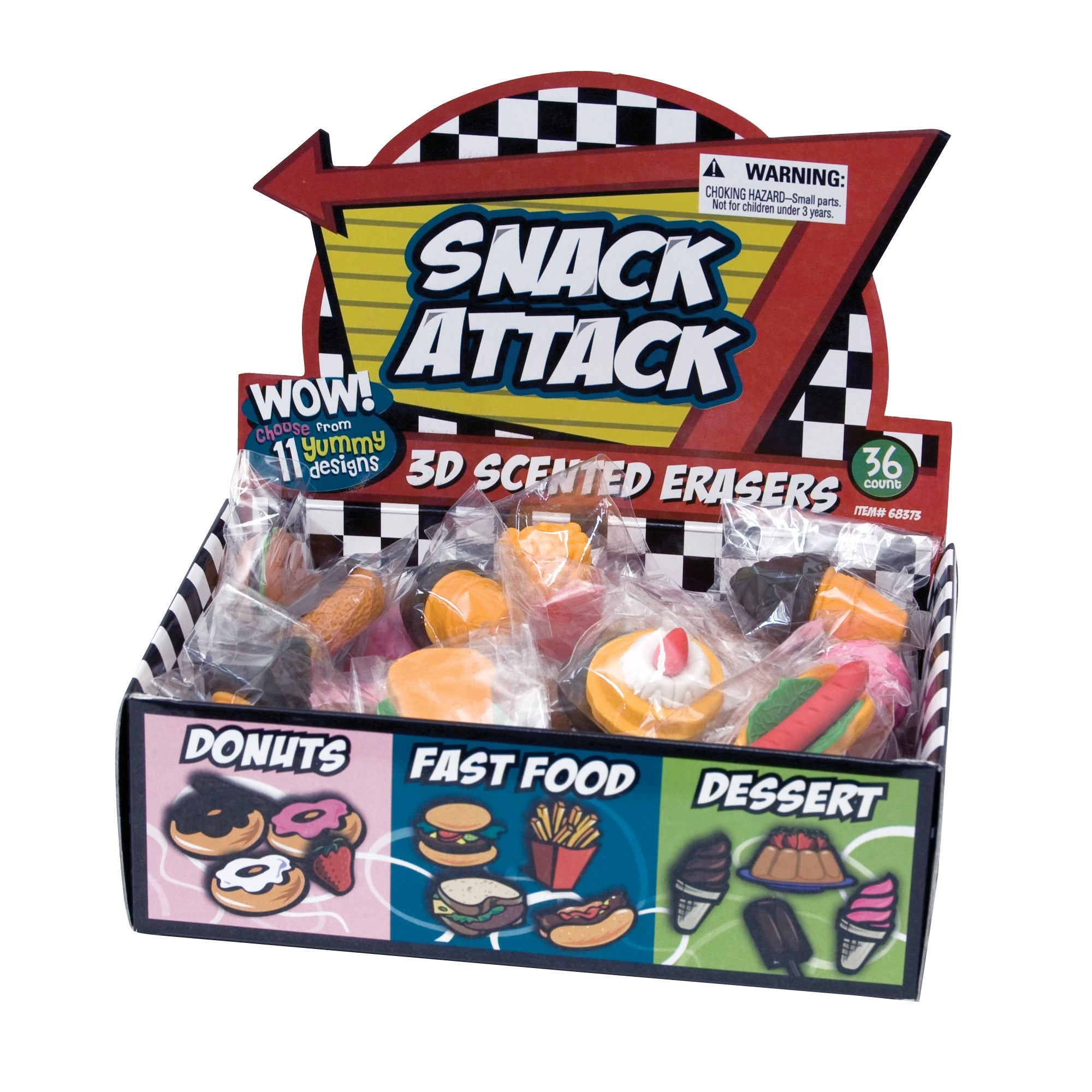 Snack Attack 3d Scented Eraser Display - 36 Per Display