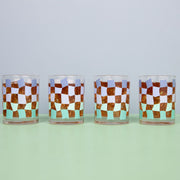 Rocks Glass Set - Peri Carnival Check