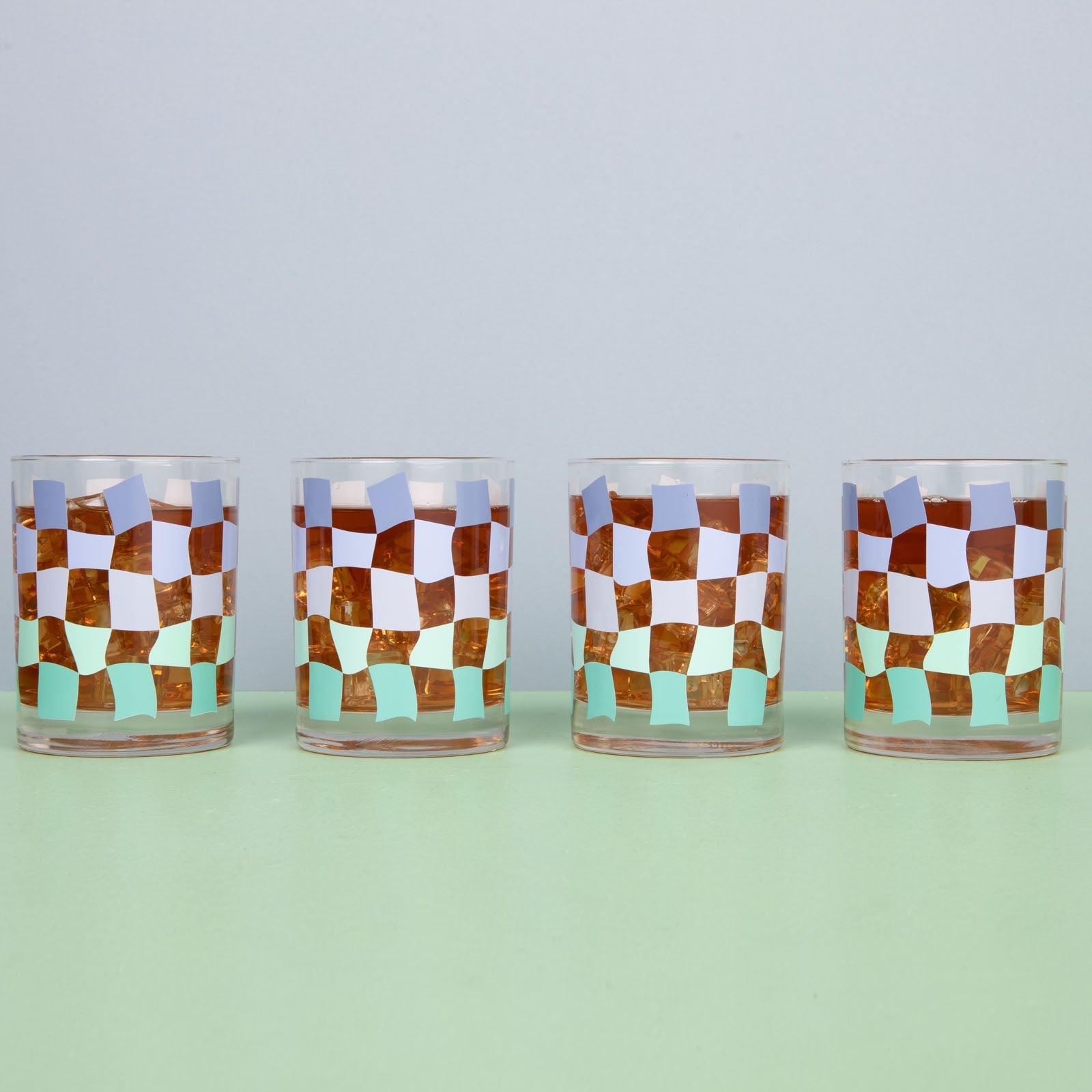 Rocks Glass Set - Peri Carnival Check