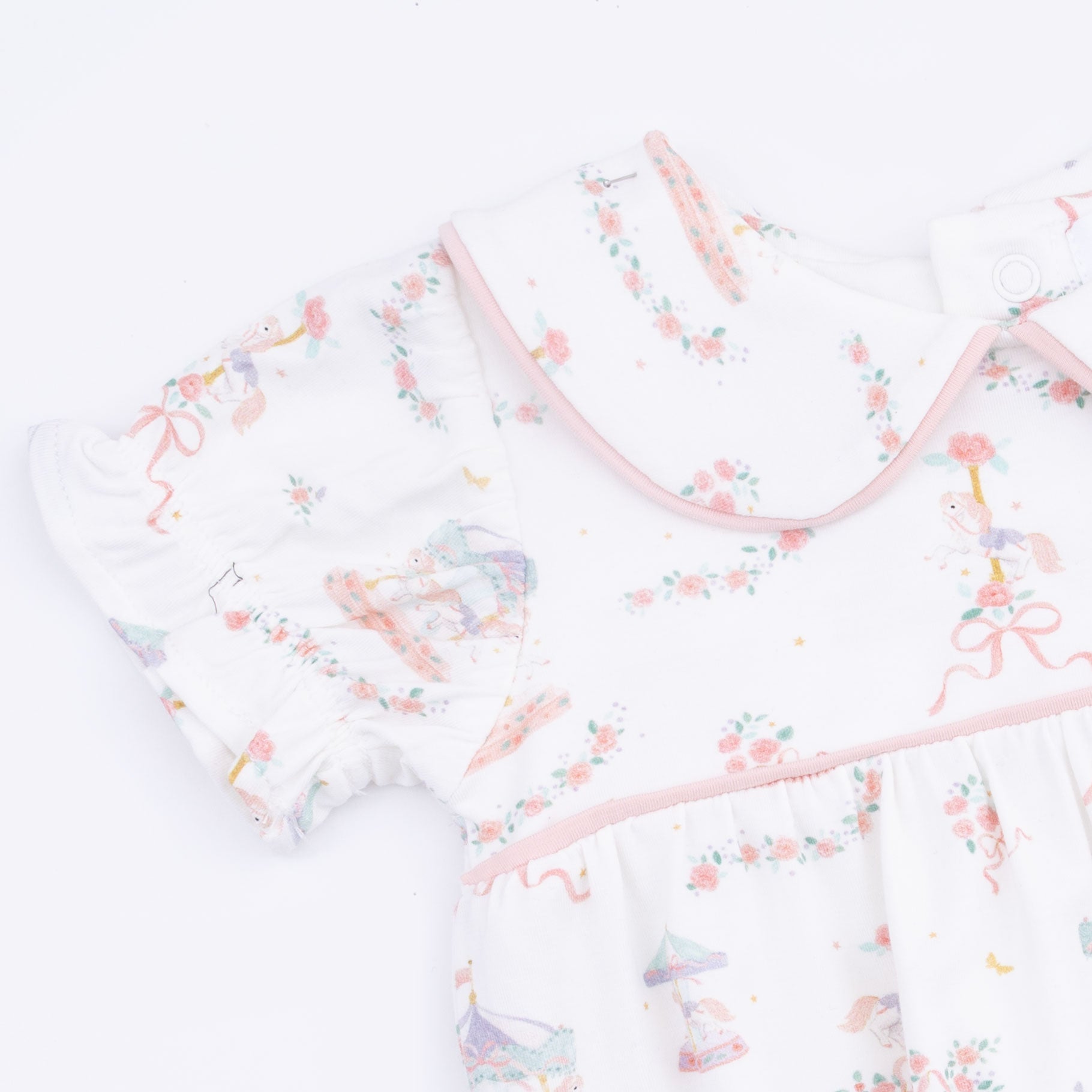 Carousel With Bows - Classic Puff Sleeve Babydoll Bubble