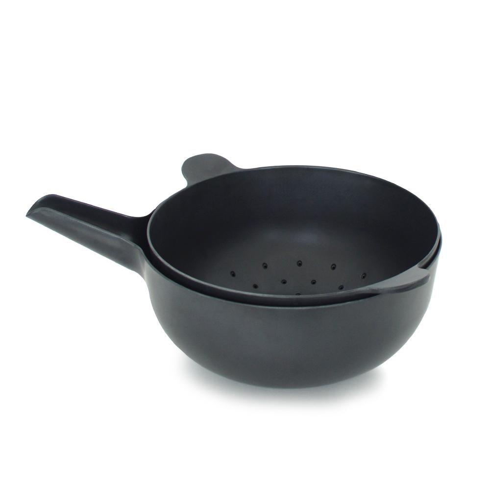 Large Mixing Bowl And Colander Set - Black