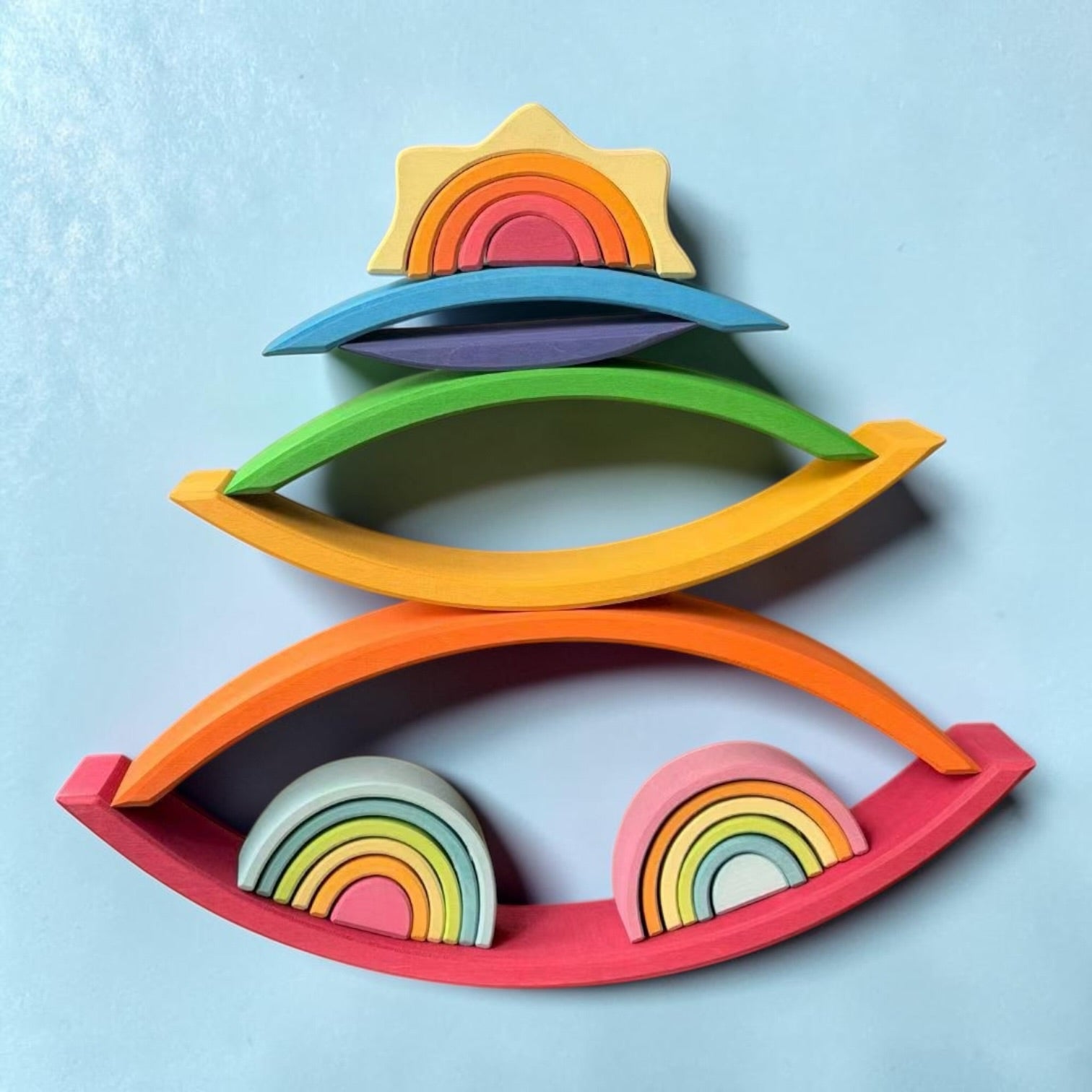 6 Pcs wooden Rainbow Bridge Stacking Building Blocks