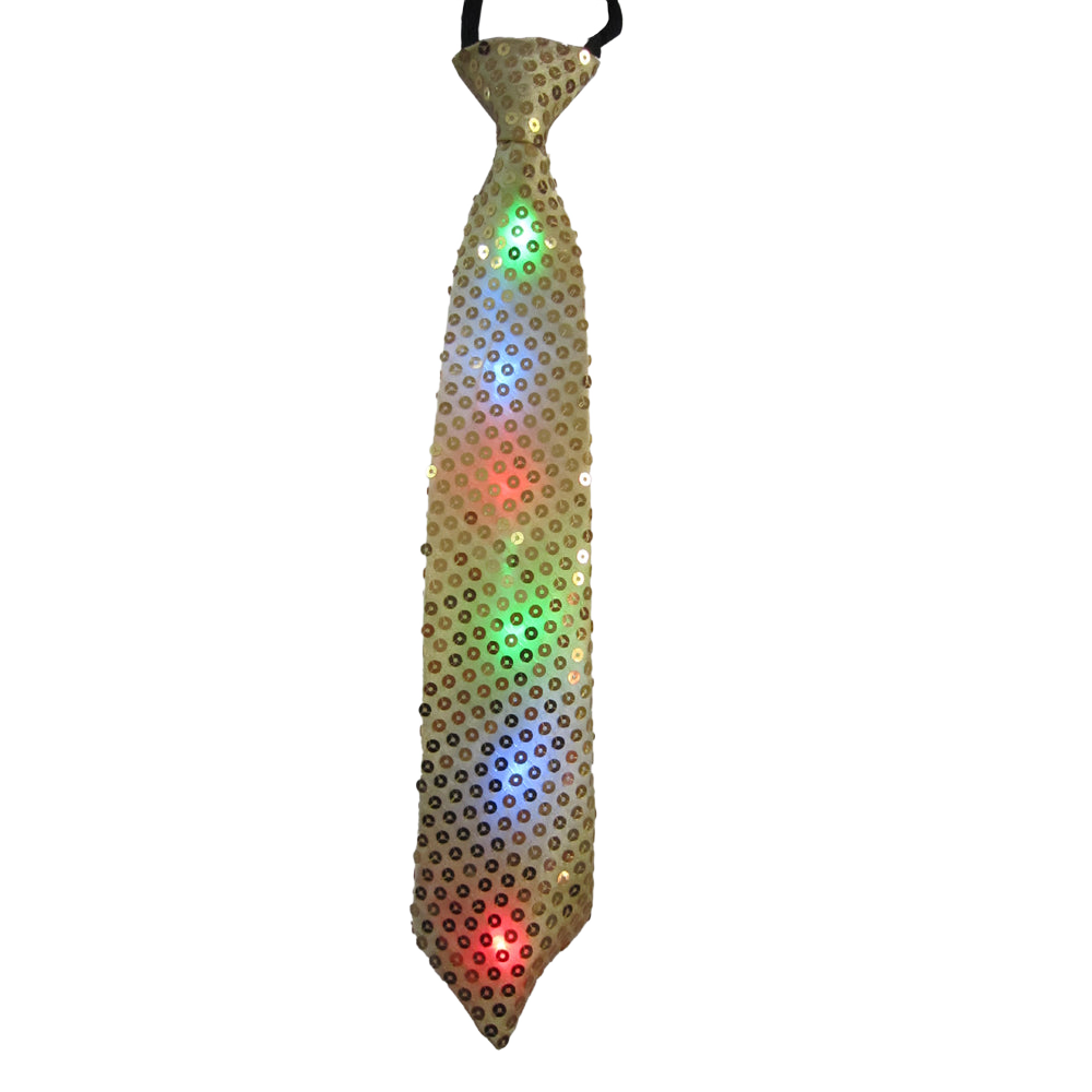 Gold Tie With Led Flashing Lights