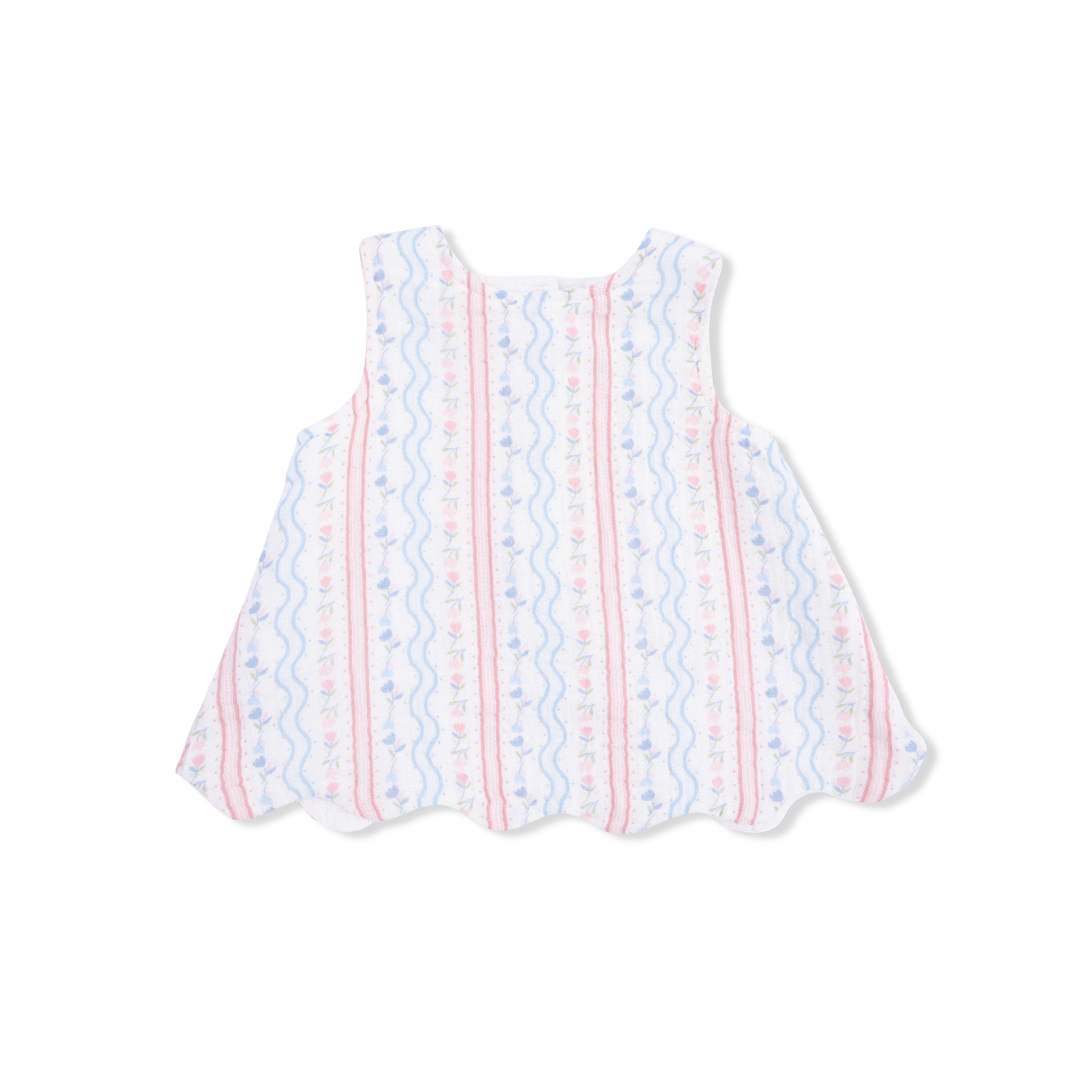 Tulip Stripe - Scallop Back Top With Bloomer