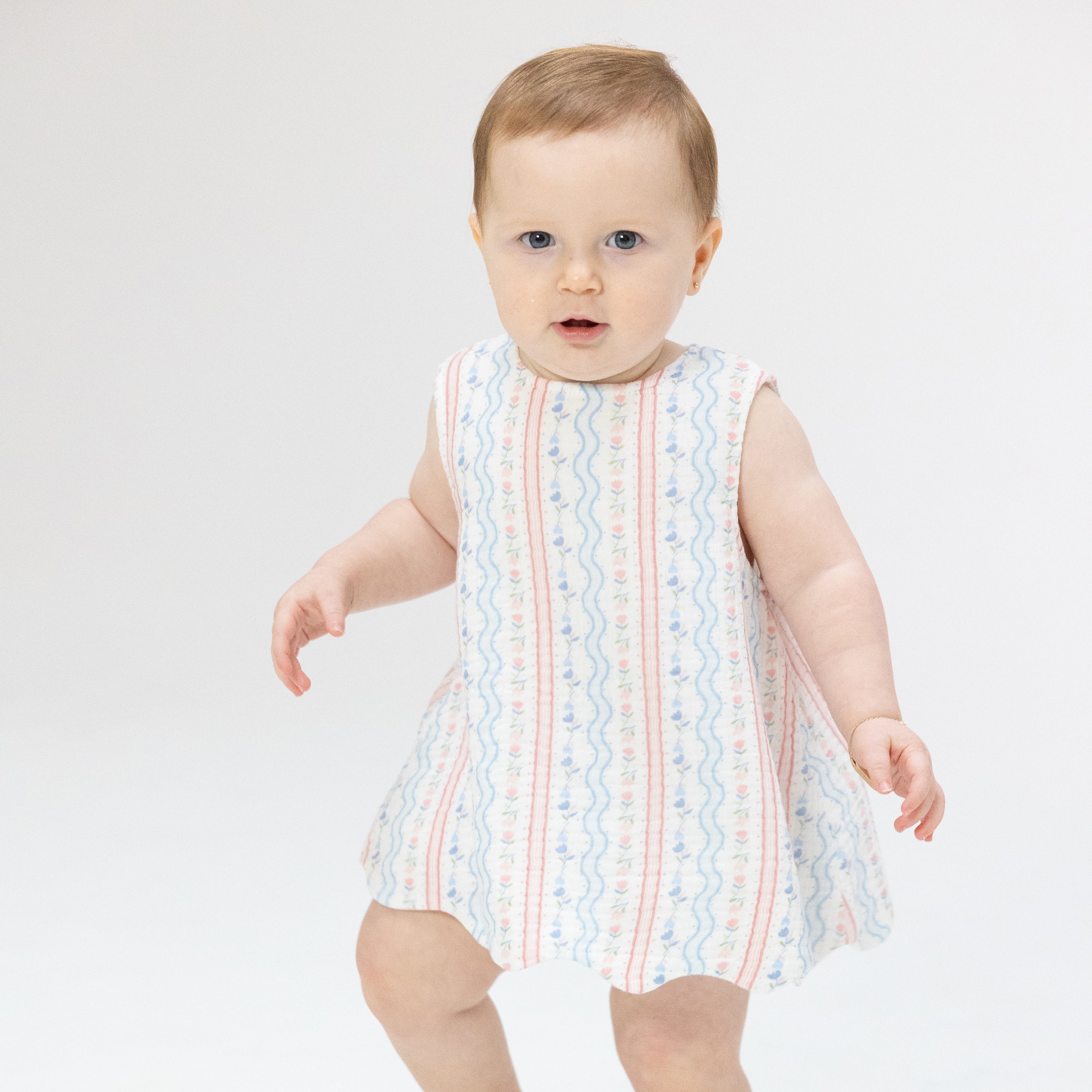 Tulip Stripe - Scallop Back Top With Bloomer