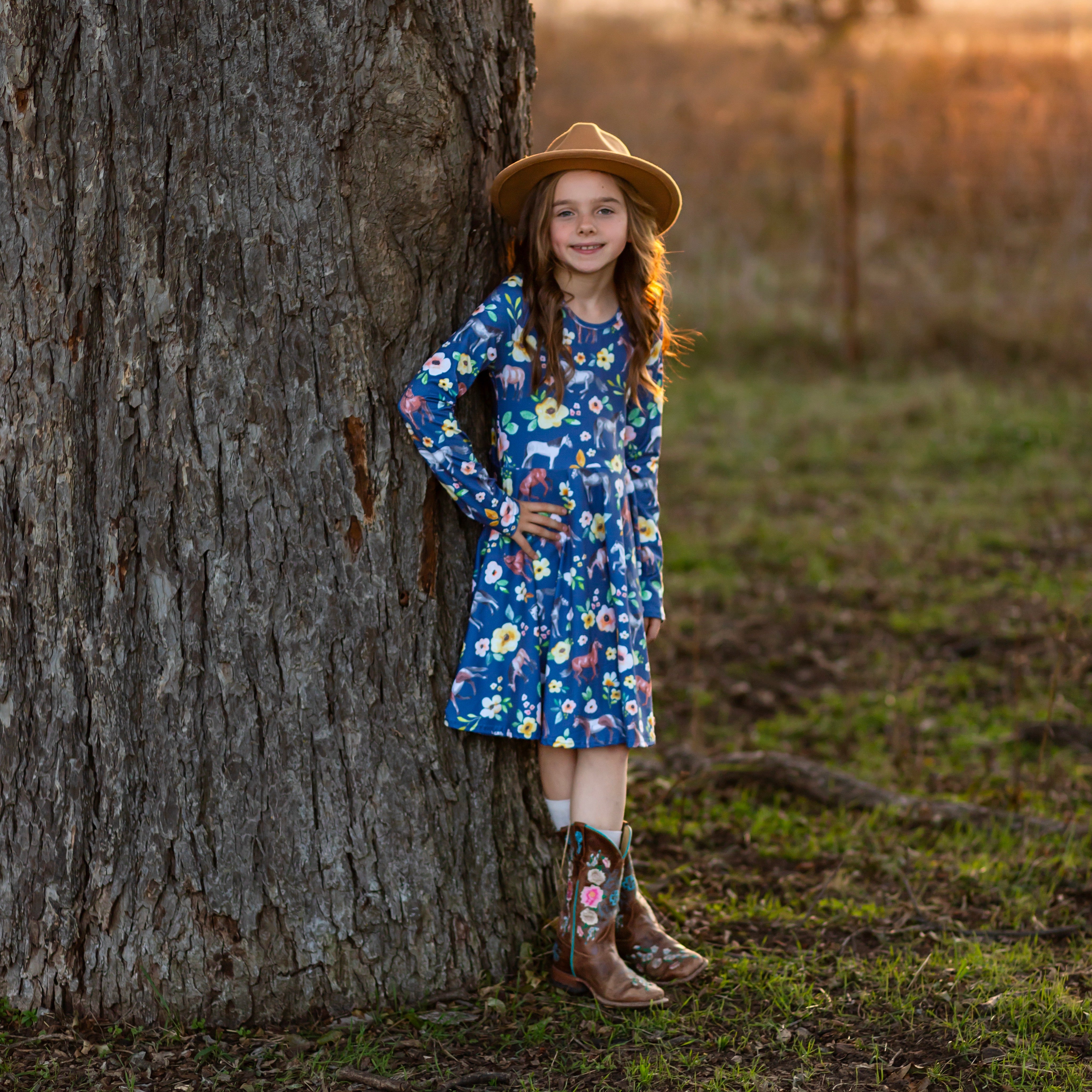 Horse Floral Twirl Dress