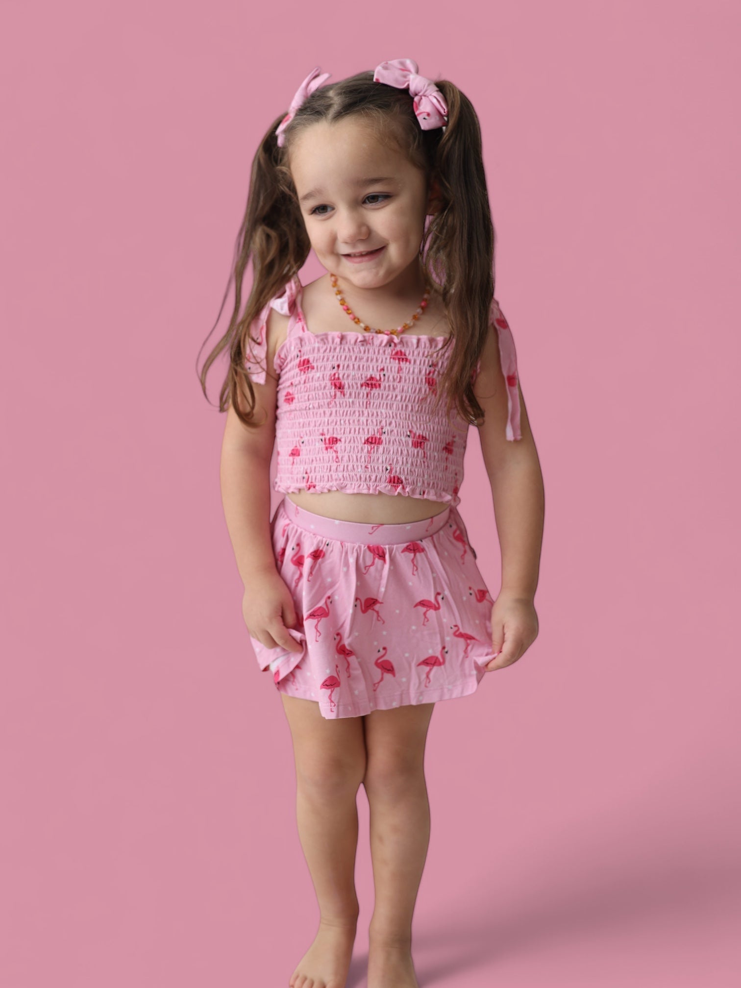 Flocking Flamingos Dream Smocked Skort Set