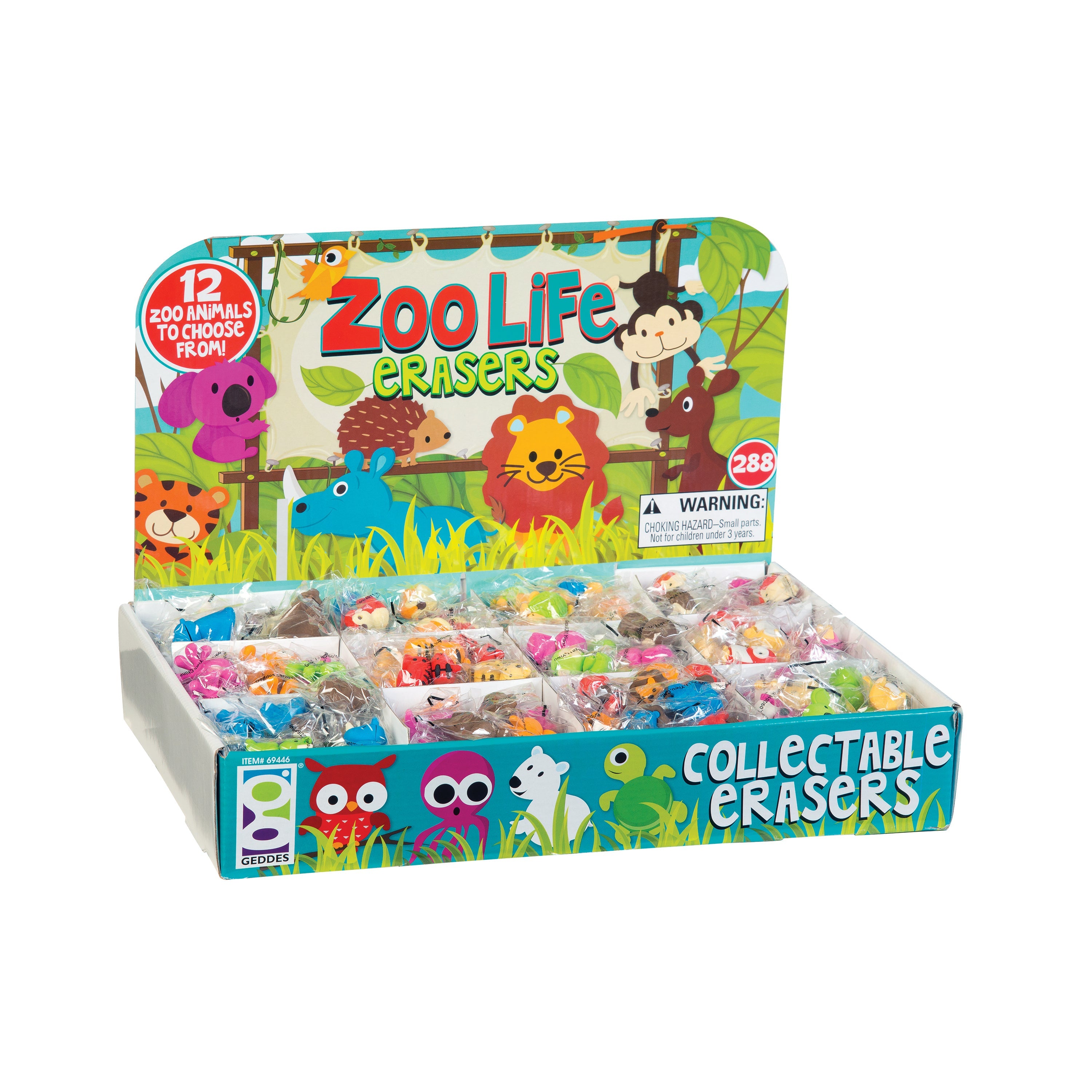 Zoo Life Eraser Display - 288 Per Display