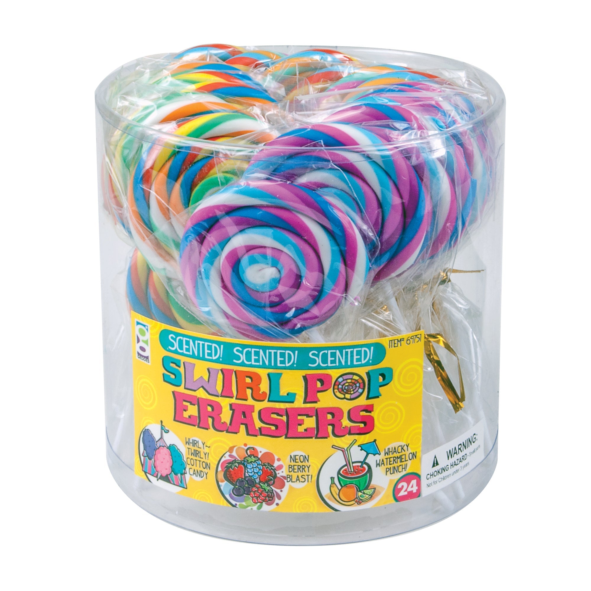 Scented Swirl Pop Erasers - 24 Per Tub