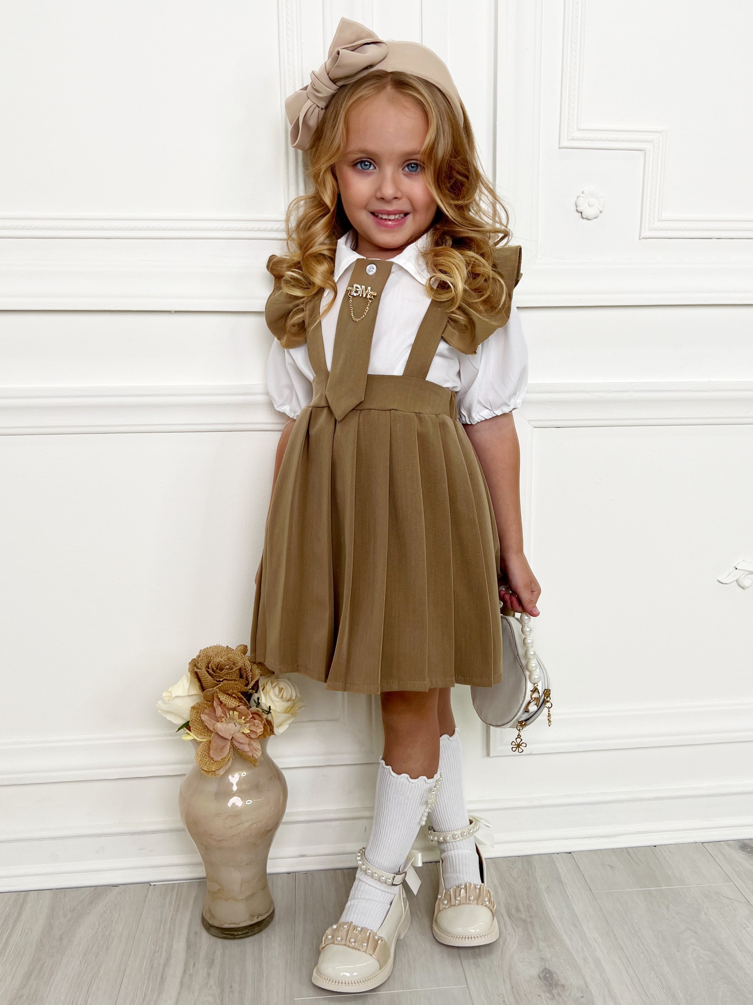 Girls Ruffled Sleeve Shirt And Cotton Dress