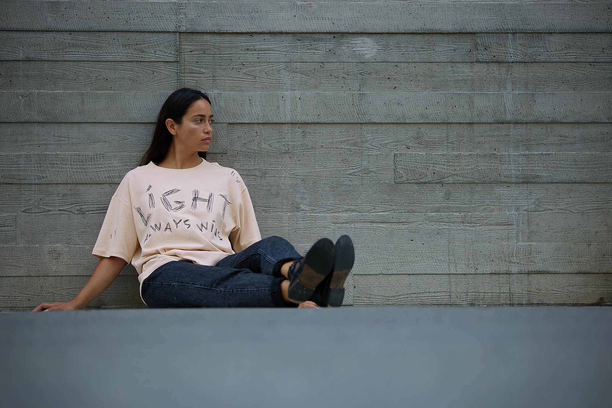 Adults "light Always Wins" Oversized T-shirt | Nude