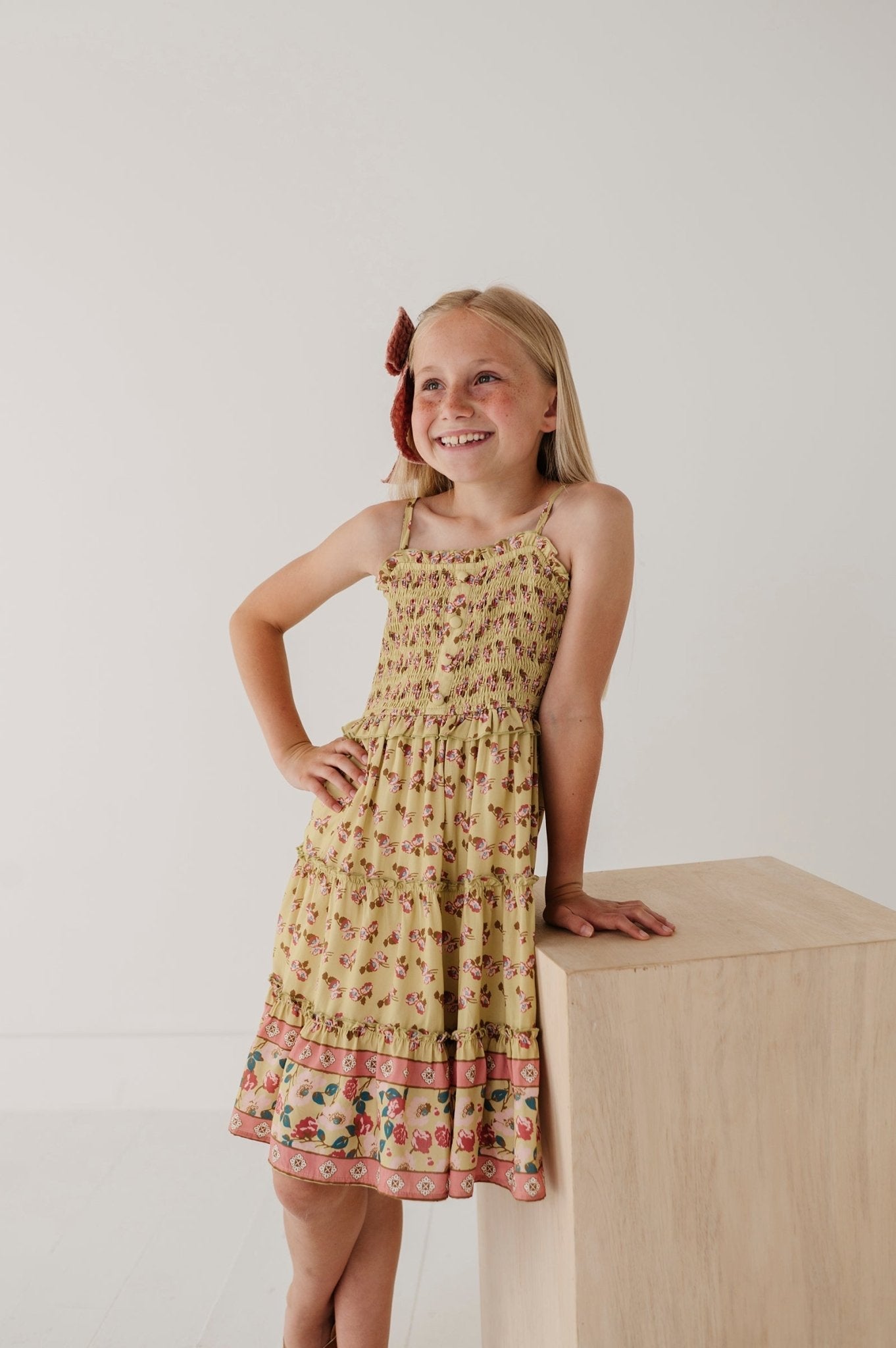 Smock Button Front Tiered Dress