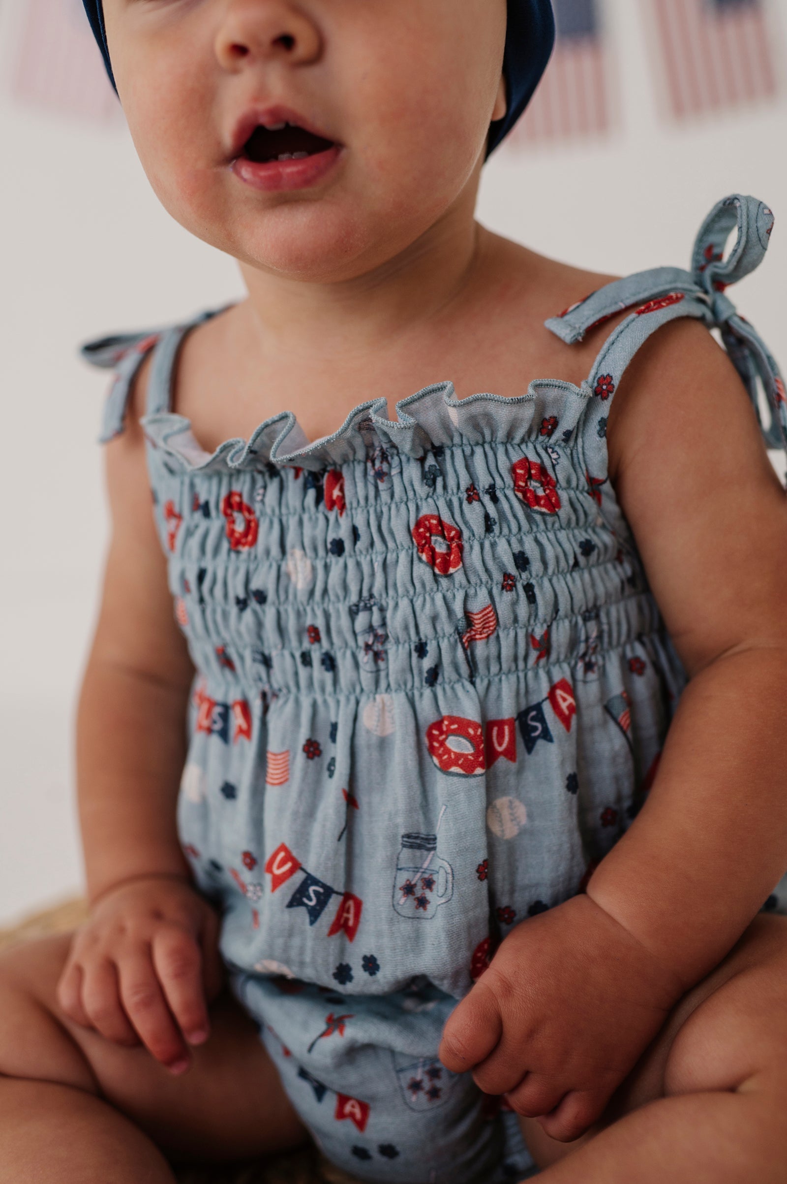 Baby Girl Tie-smocked Bodysuit In Summer Usa