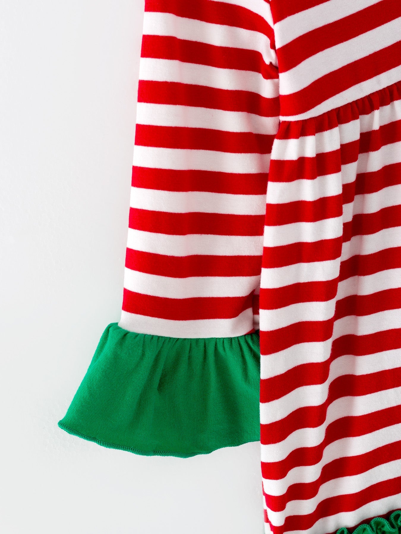 Girls Christmas Striped Santa Claus Applique Dress