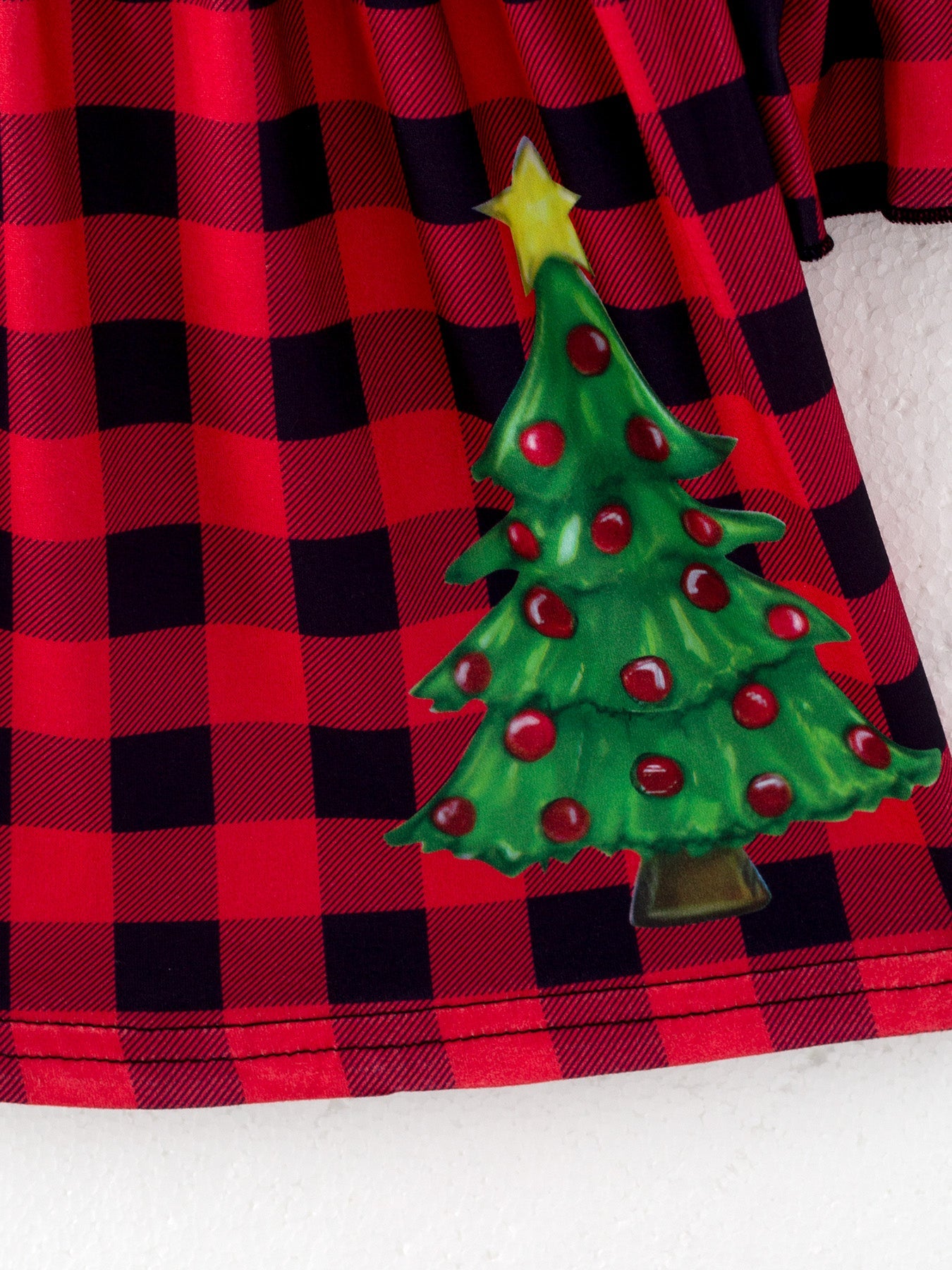 Girls Dress Of 2 Pcs In One Package Christmas Print Plaid Dress