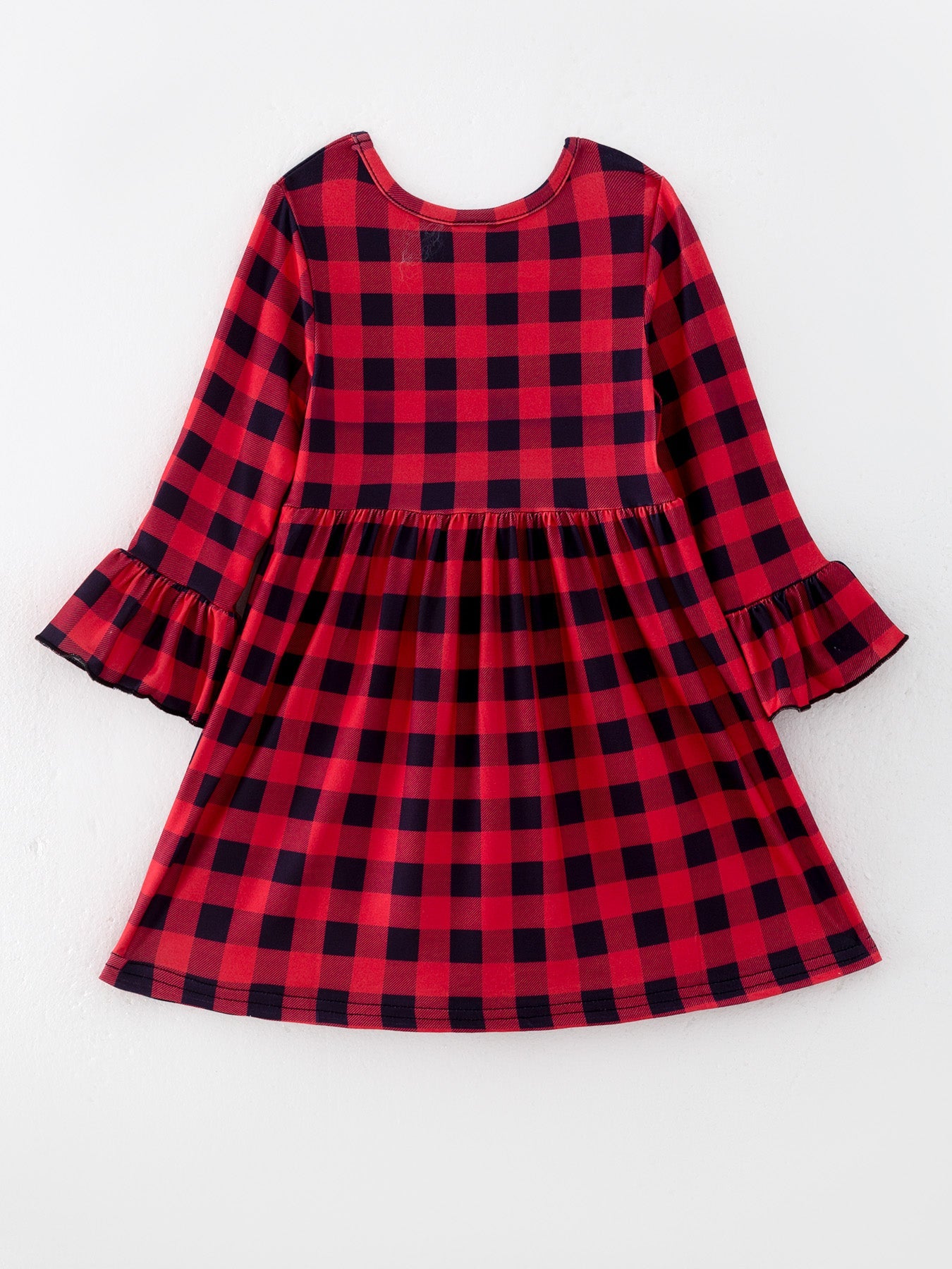 Girls Dress Of 2 Pcs In One Package Christmas Print Plaid Dress