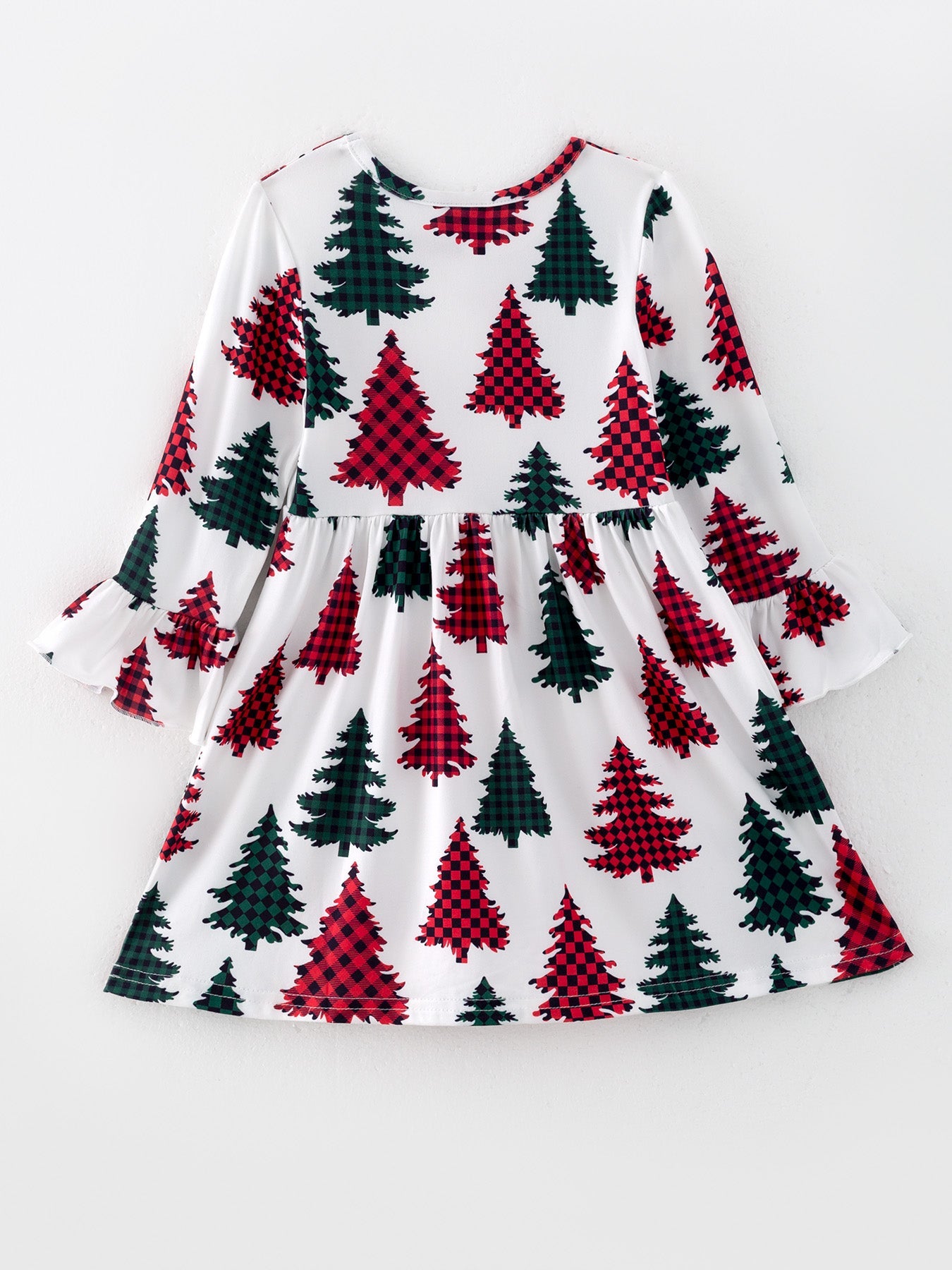 Girls Dress Of 2 Pcs In One Package Christmas Print Plaid Dress